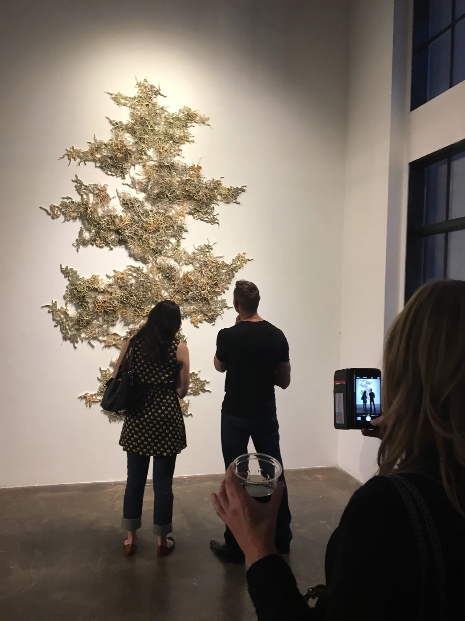 Opening night of Inherent Intent at Walker Fine Art in Denver, September 2016. Artwork: Cerebral Mapping, by Jessica Drenk, made of books and wax.
