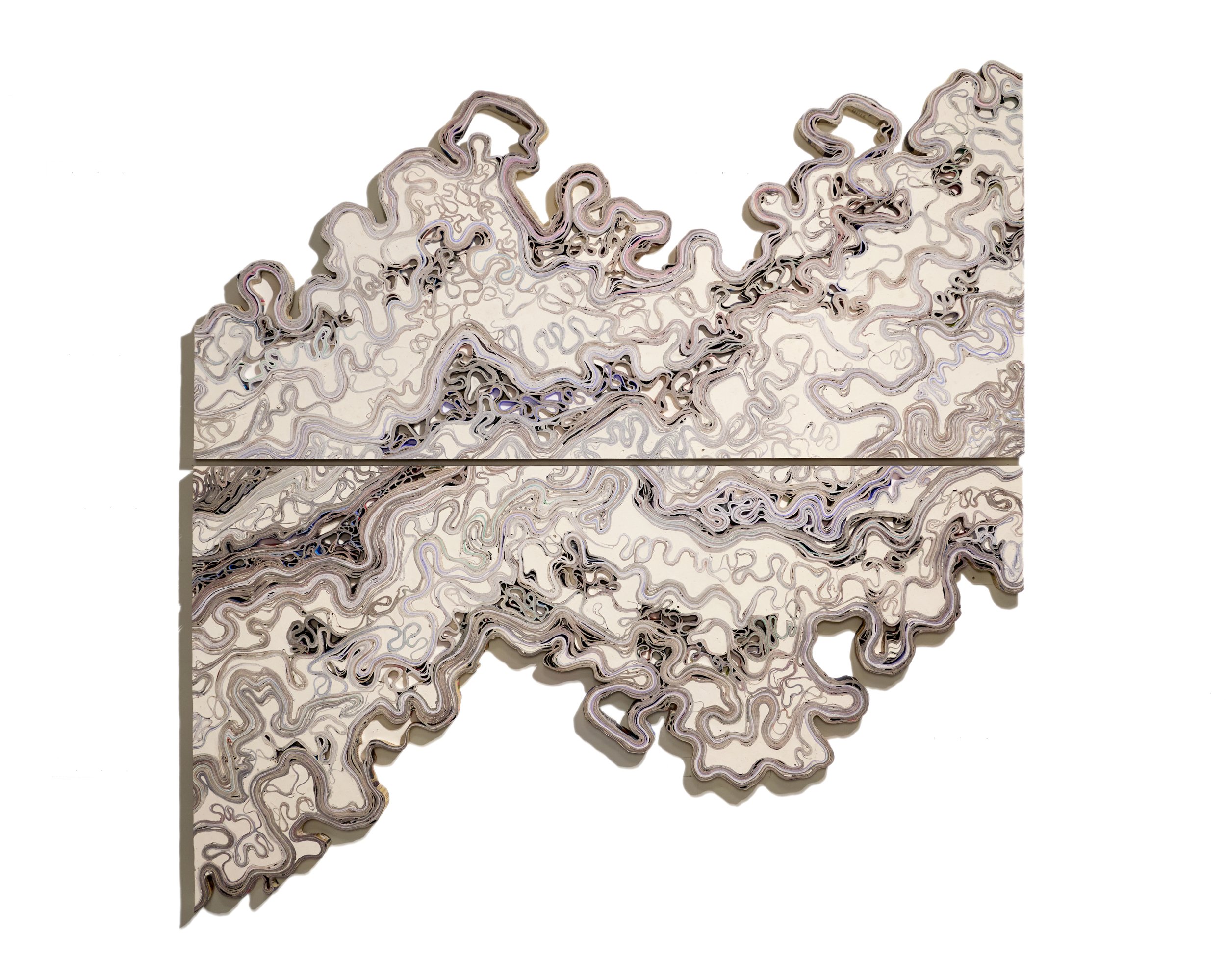  Aggregate: Slice 2, junk mail, plaster,  66" x 64" 