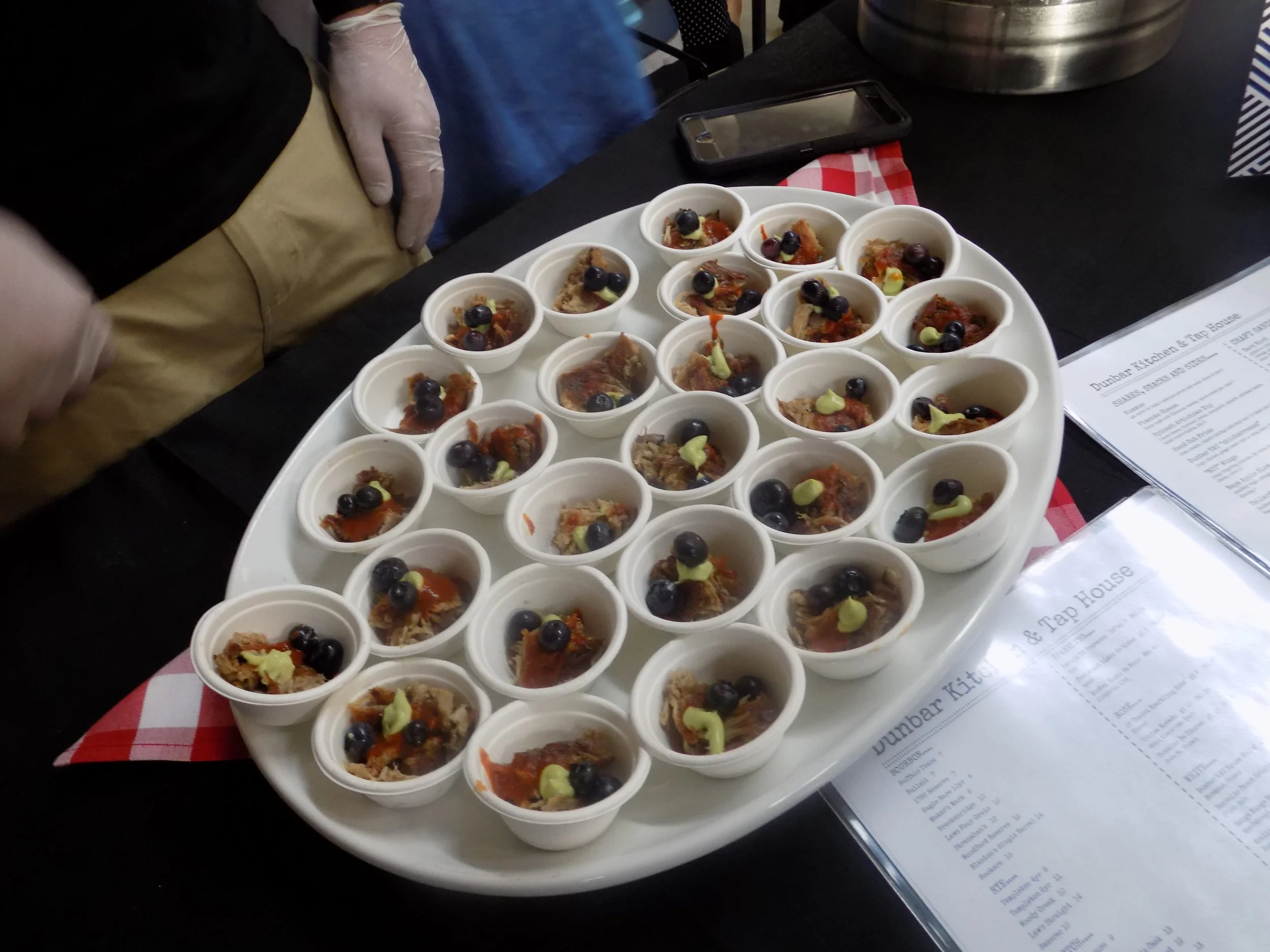 Dunbar Kitchen and Tap House : Pork shoulder with guajillo salsa, avocado cream, and pickled blueberries. My favorite of the night!