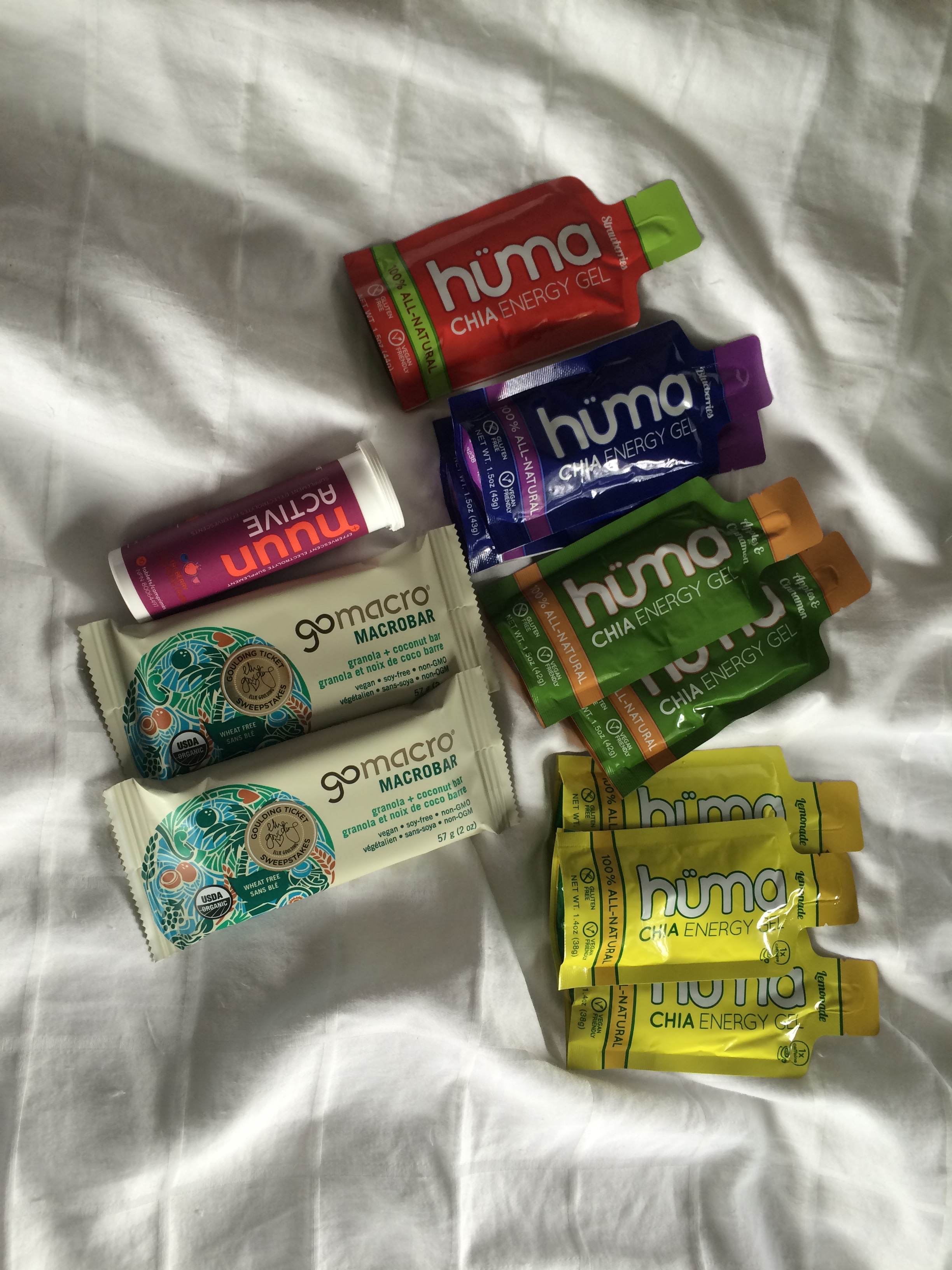 Some of the tasty treats I took with me on race day.