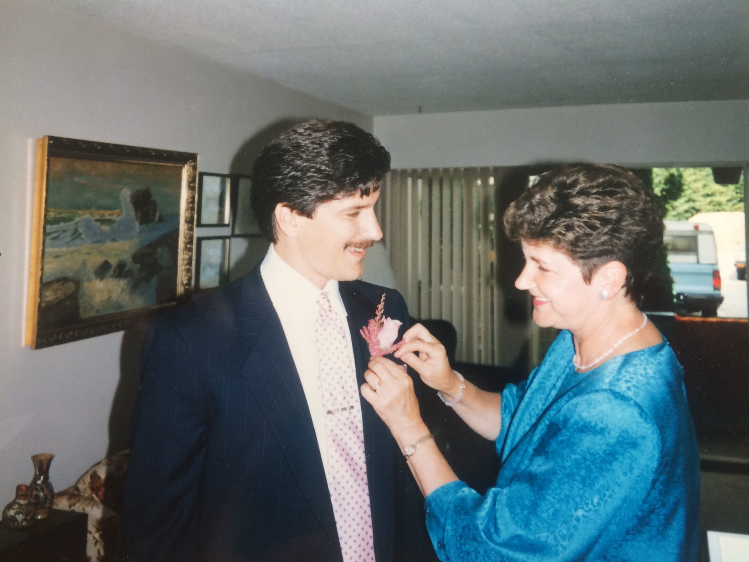 My dad and my grandma on the day of my parents wedding