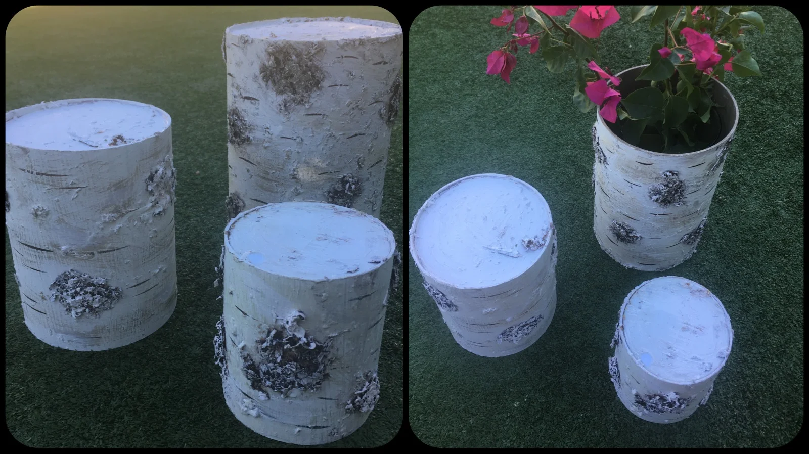 Added to the Woodlands Collection: faux birch risers/vases - set of three