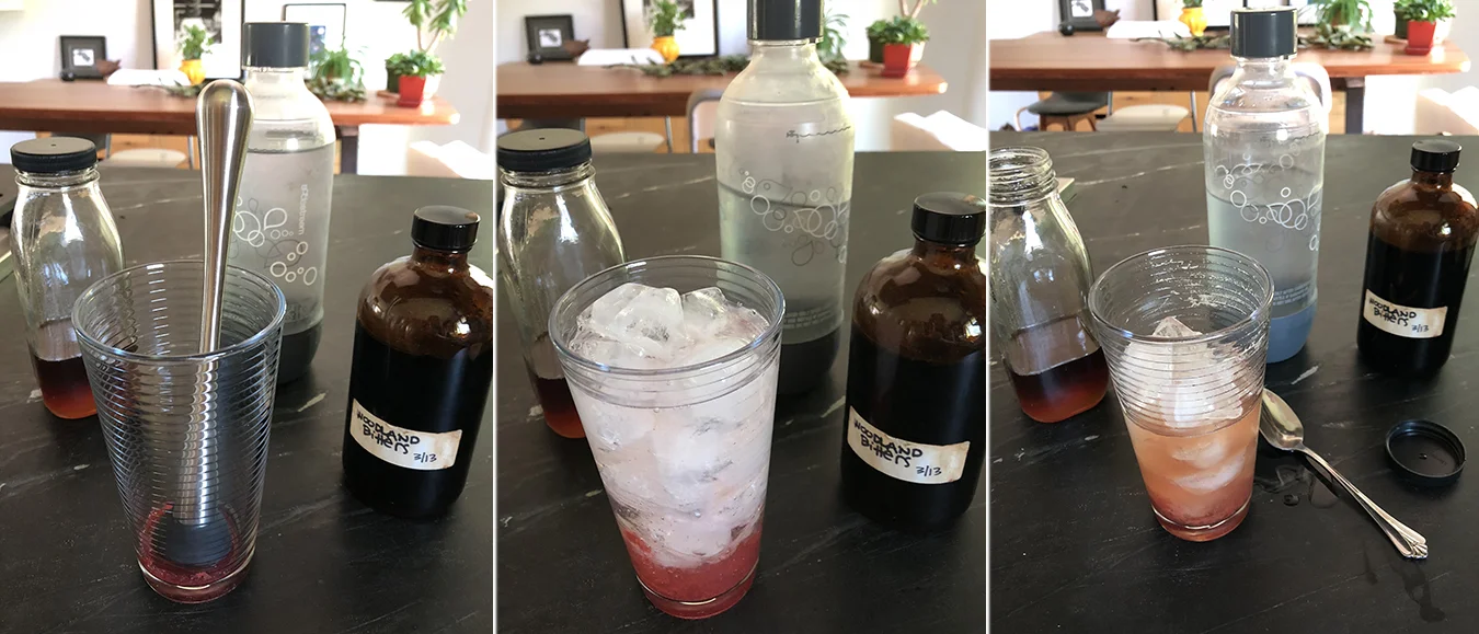 Making a cherry "cola" with a little muddle of cherry and a couple of dashes of bitters and maple.
