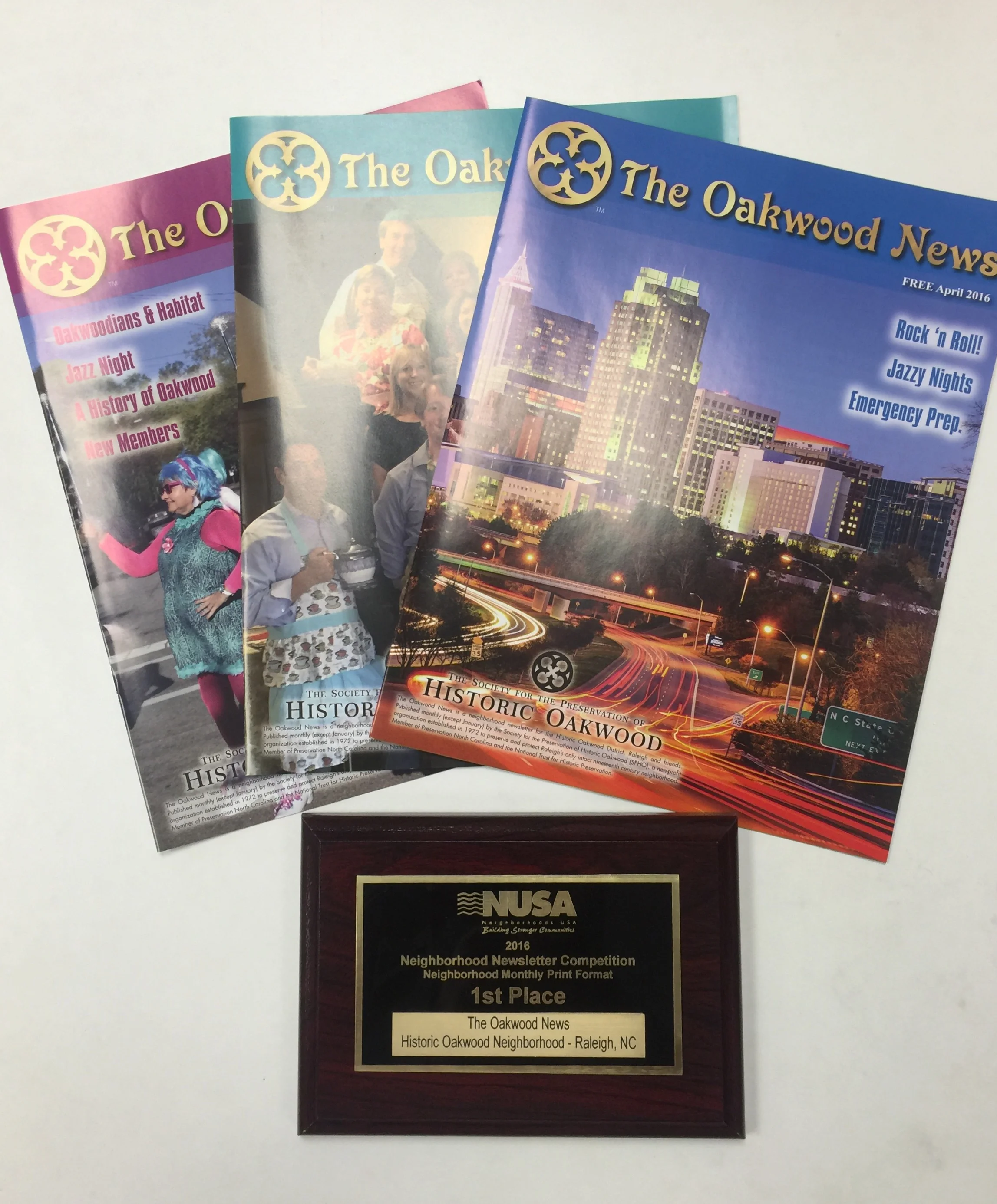 The Oakwood News 1st Place Winner - Best Printed Neighborhood Newsletter by Neighborhoods USA, 2016