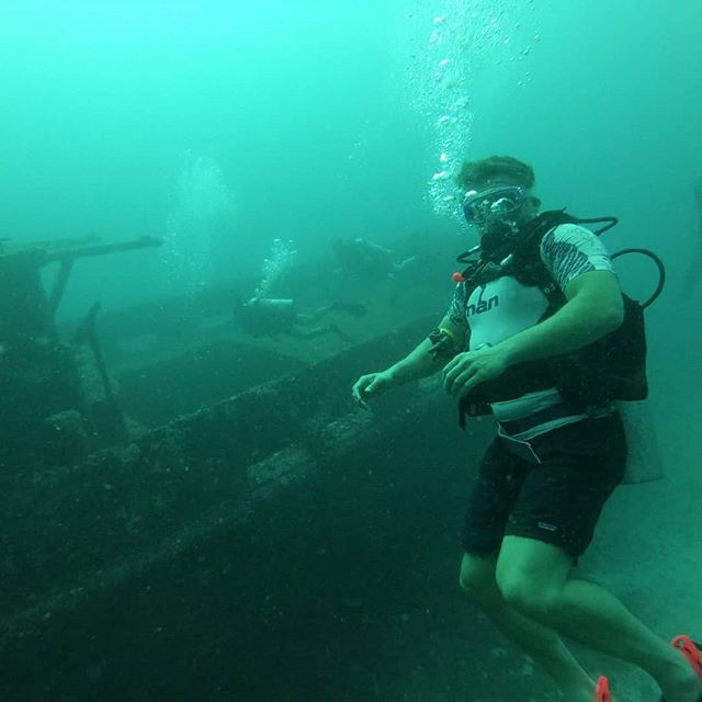 30 meters down at Shark Point, Gili Trawangan, with @bluemarlindivegilit 
Saw a ship, a shark, a sting ray, and a turtle, among other fishy and oceany things. I'm a big fan of Blue Marlin Dive.