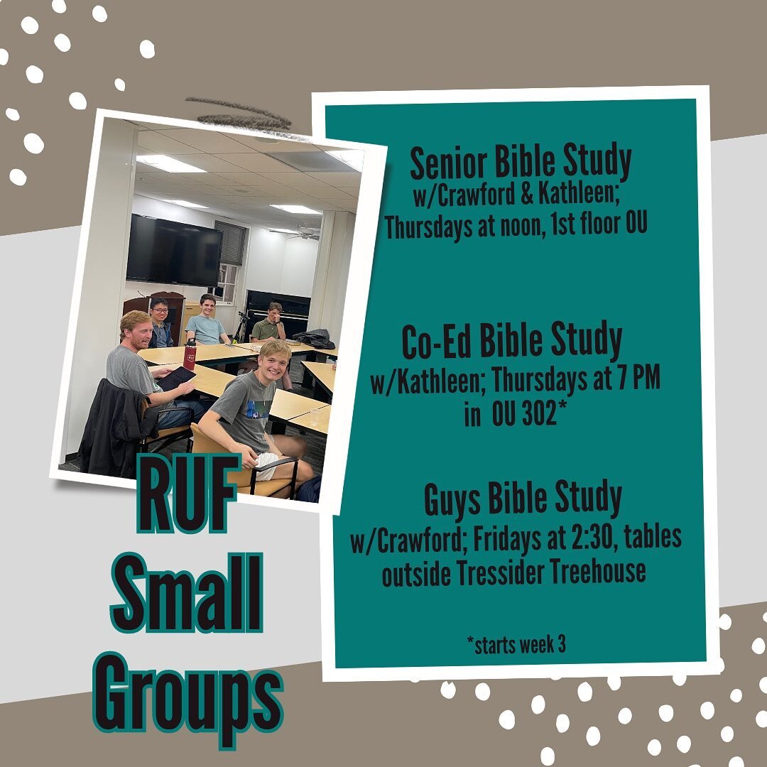 Come check out one of our Bible studies this quarter! Guys Bible study will be taking this Friday off &amp; Co-Ed starts next week!