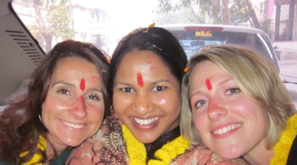 Nichole, Brie, and Kristi in Kolkata.