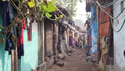 The Topsia slum in Kolkata where many of the students live.