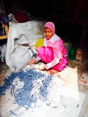 Chandni was in our first Sewing Training. She used to cut straps for flip flops to help her family make ends meet. Now she has the ability to make over four times the income running her own sewing business!