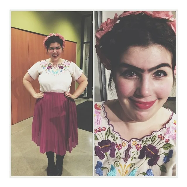 Frida Kahlo I love all things art history and I couldn't pass up the chance to rock a unibrow and a flower crown. FRIDA. I found a floral shirt, whipped out my flower crown and pencilled in a gnarly brow *singular*. Considering doing this look on a regular basis. 