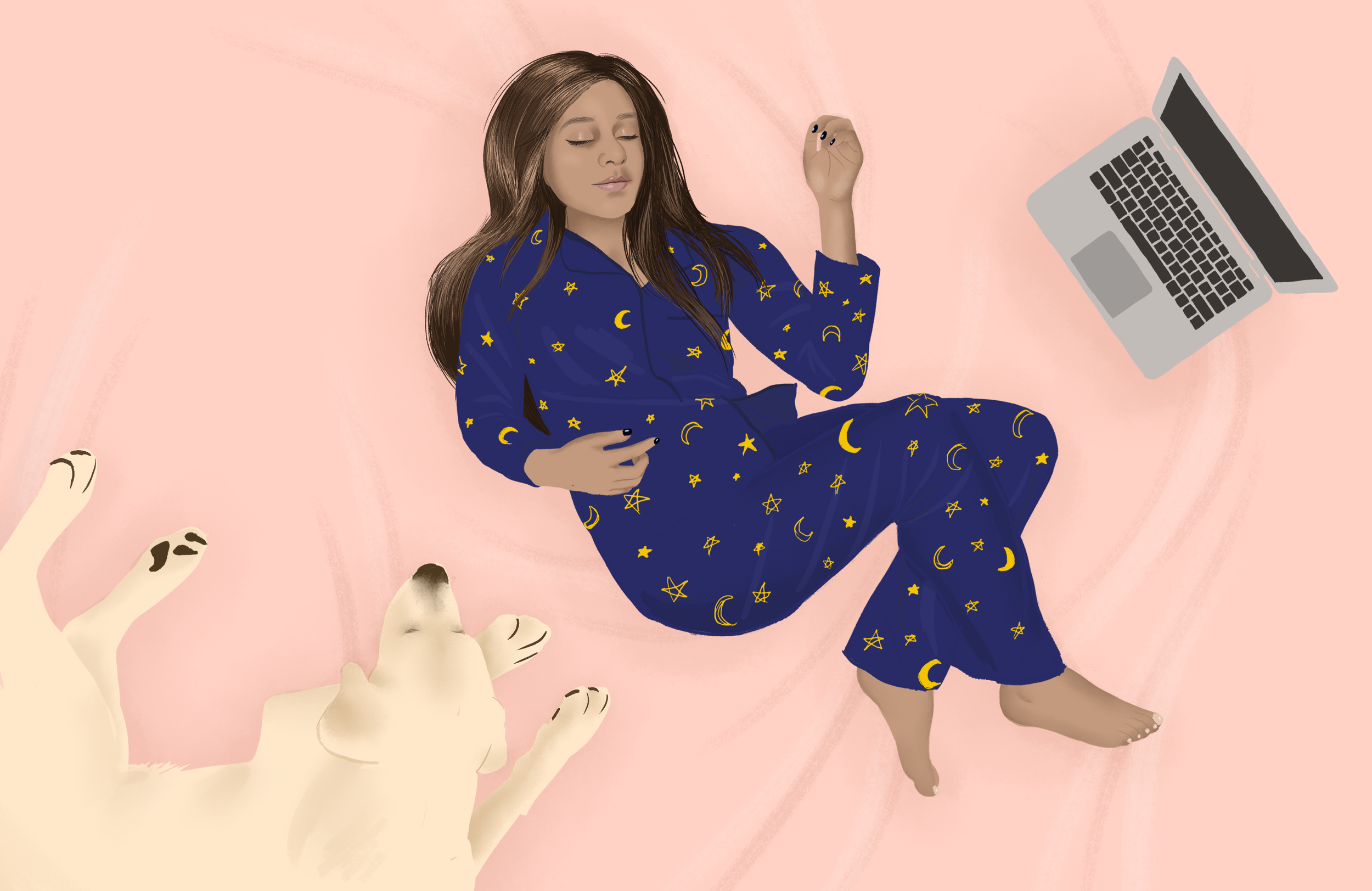 Illustration for “ Why Matching Pyjama Sets Are The Secret To Feeling Like You Have Your Shit Together ” for BuzzFeed, 2018.