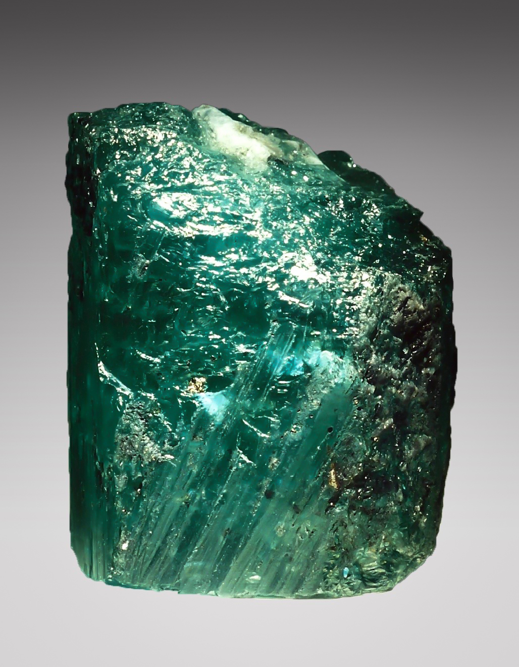  The Emerald crystal originally weighing 2,010 carats, mined in the renowned Colombian Muzo Region is one of the largest fine-gem Emerald crystals ever found in the world.    