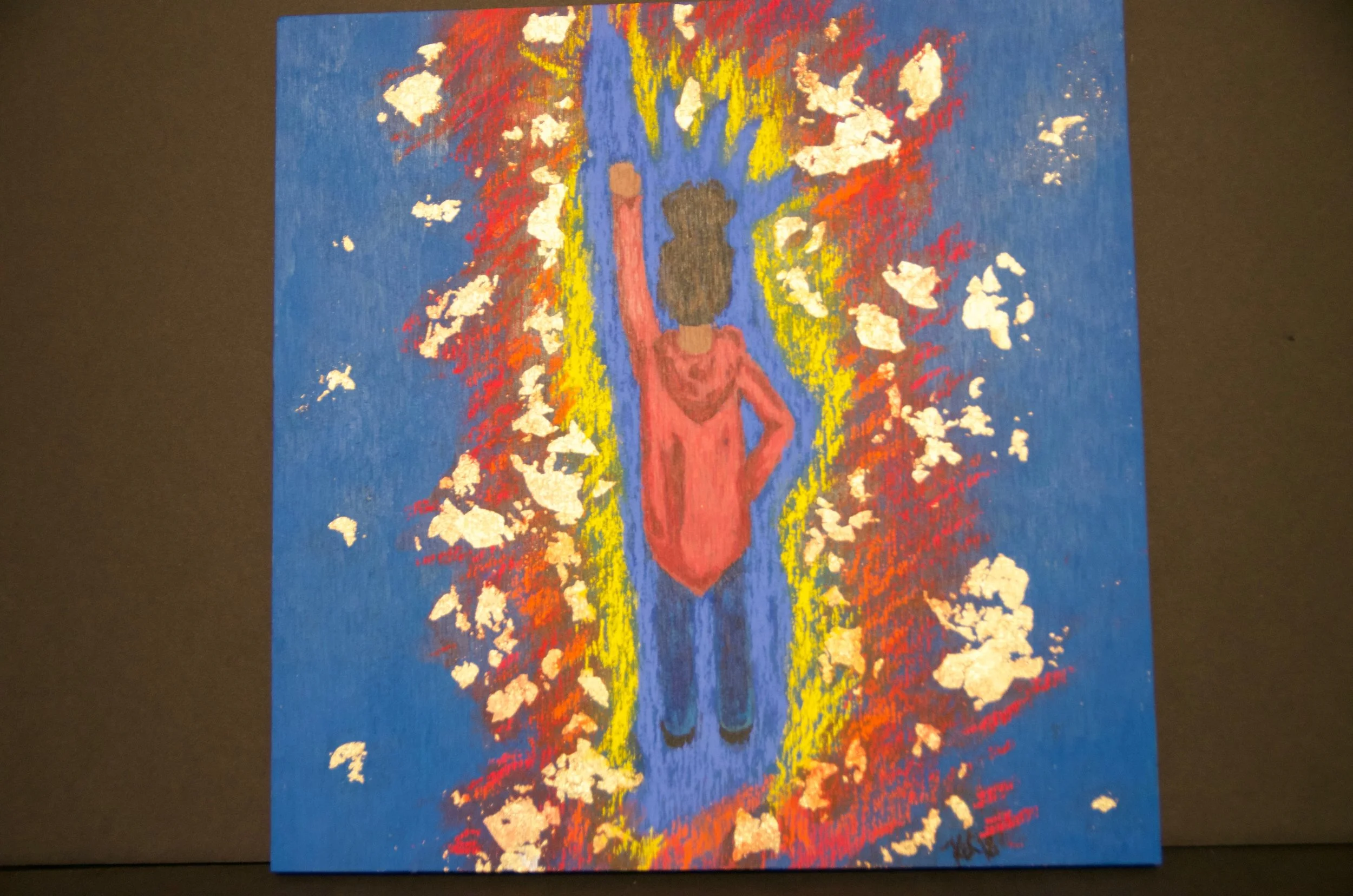 KATIE LOUGHMILLER Acrylic, pastel, and gold leaf on wood | 12”x12” (unframed) Value: $250 | Minimum bid: $150
