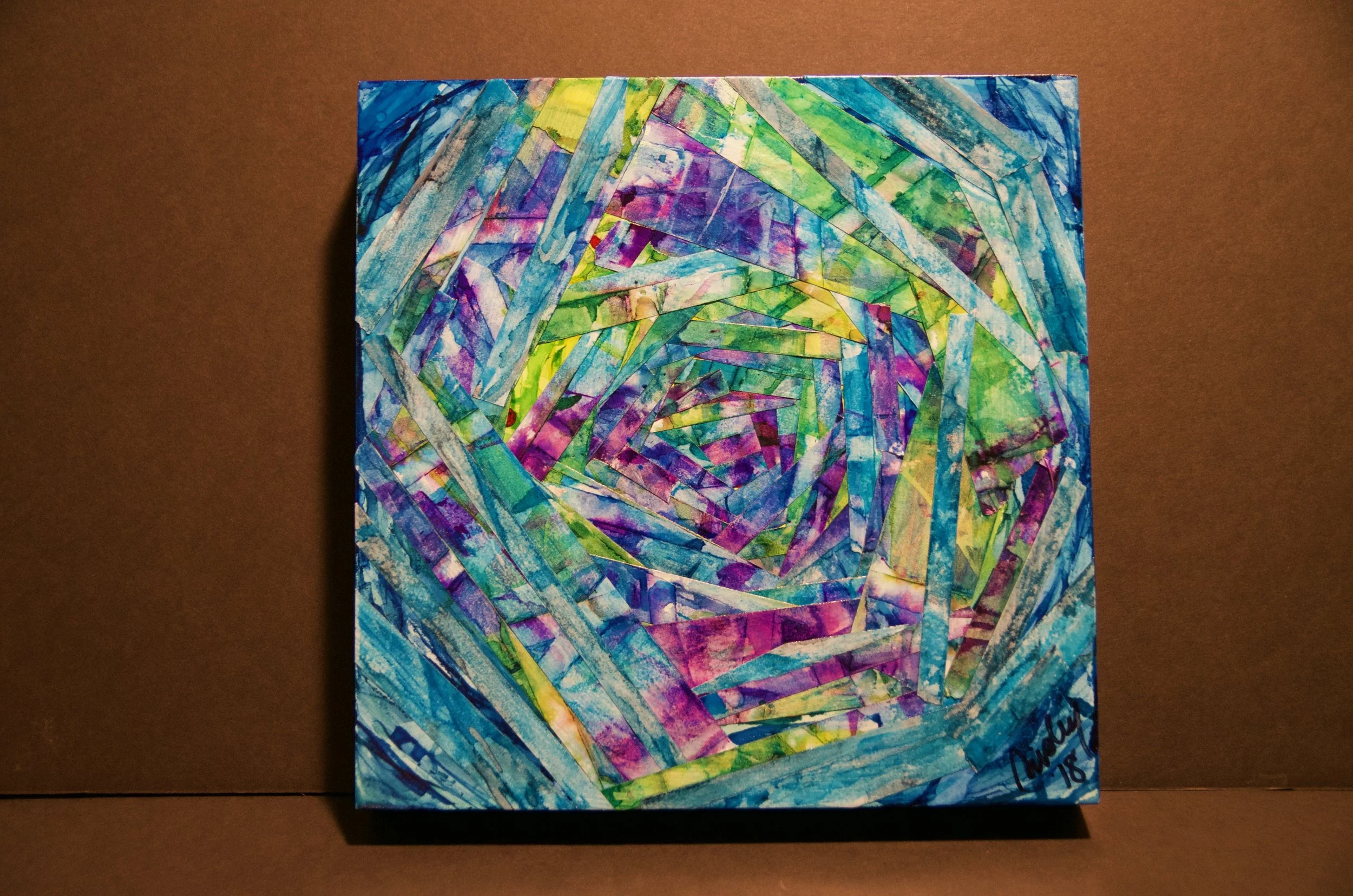 SARA RISLEY Alcohol ink and artist’s tape on cradled panel | 10”x10” (unframed) PRICE: $250