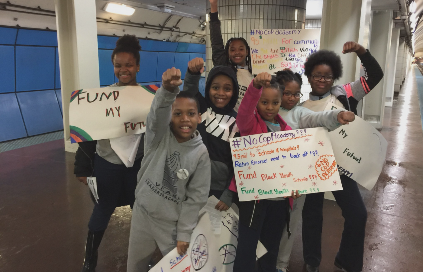 Kara's students participated in a #NoCopAcademy train takeover!