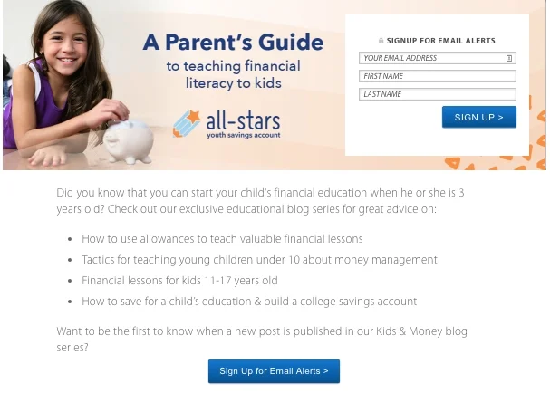 Sign Up Page for Educational Blog Series