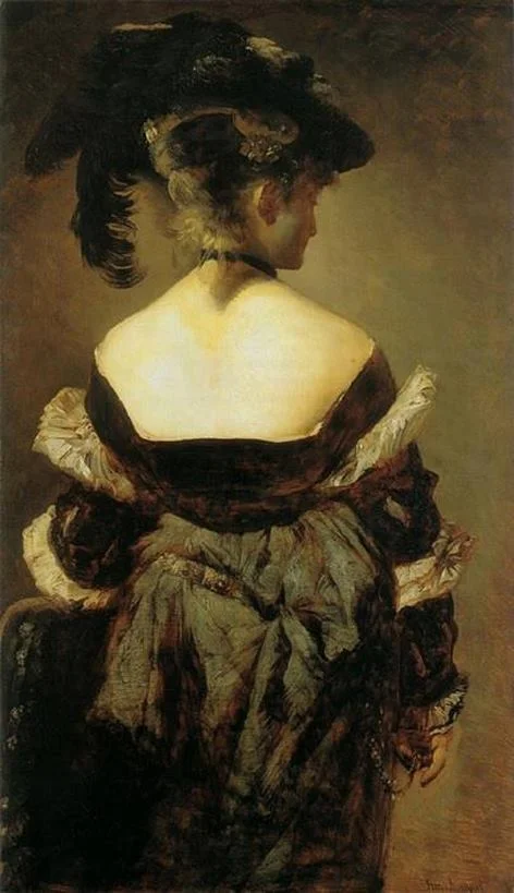 1860s, Hans Makarts, Lady with Feather Hat From Behind.jpg