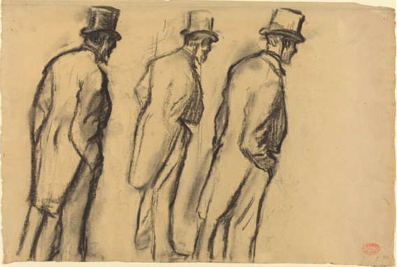 1880c.,Edgar Degas, Three Studies of Ludovic Halévy, .png
