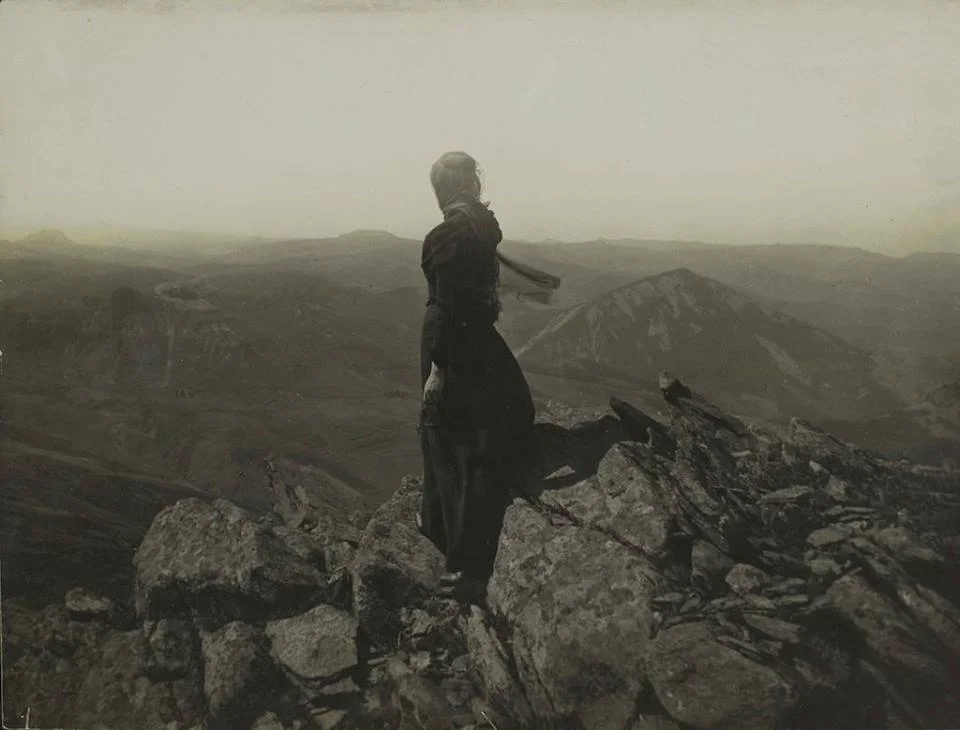1895, Felix Thiollier, Figure contemplating the mountains of Menzenc, Emma Thiollier, daughter of the photographer.jpg