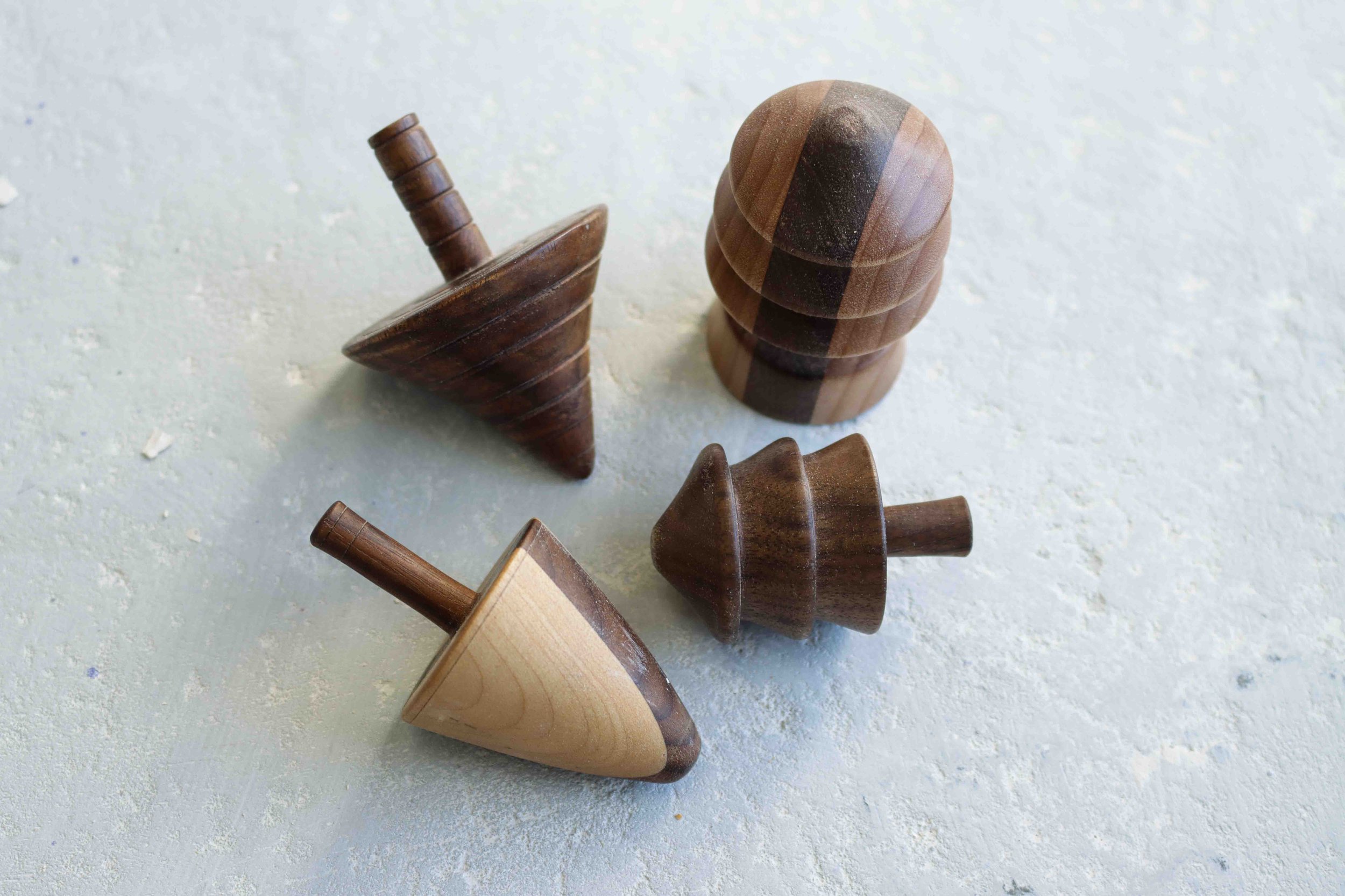 Four wooden spindles turned on the lathe (Copy) (Copy)