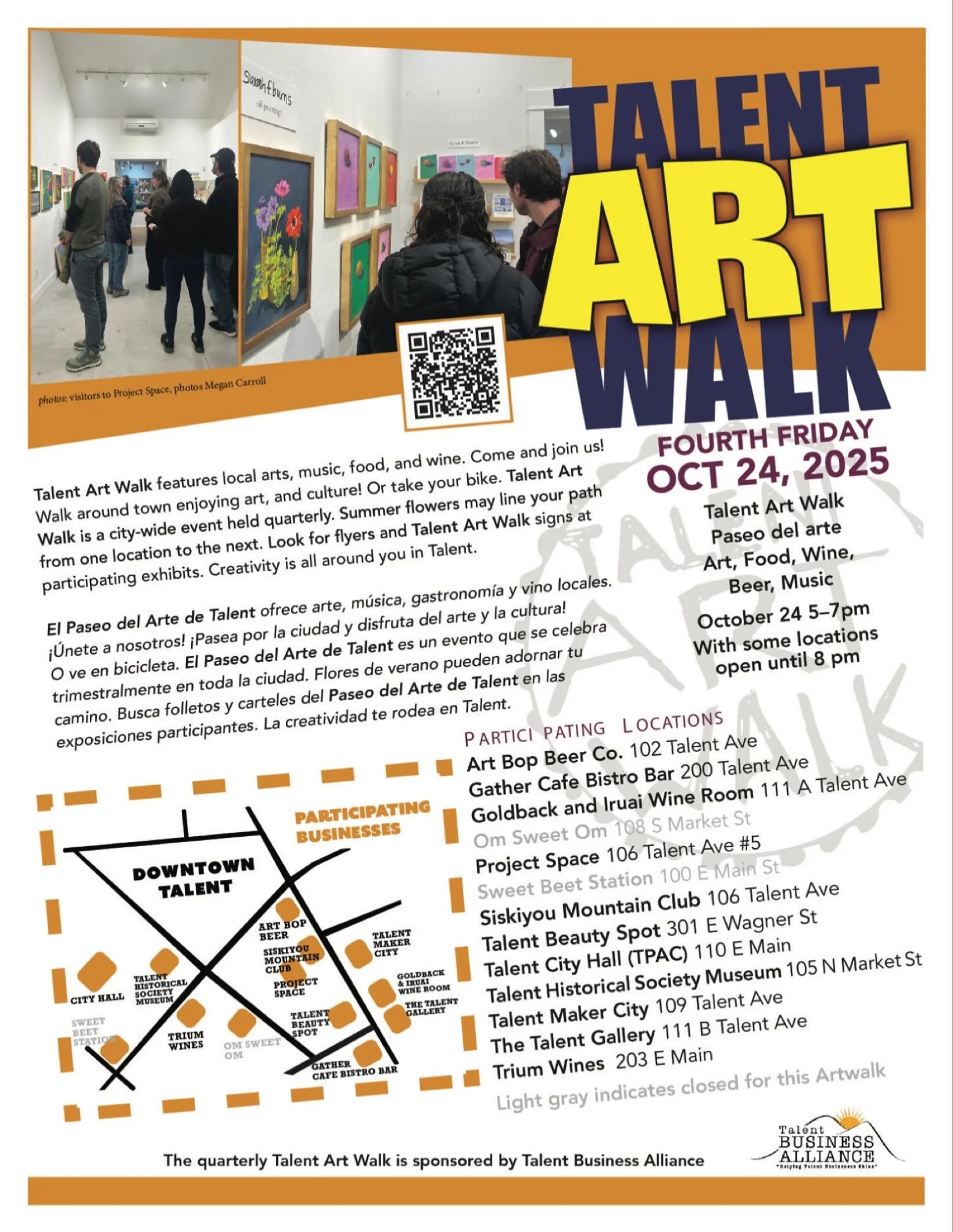 Join [Espa&ntilde;ol abajo] 💙🩵🎨
It&rsquo;s that time again &mdash; 4th Friday Art Walk! 🎉
Join us this Friday, October 24th from 5&ndash;7 PM for an evening of art, music, and creativity.
Our amazing TMC staff will be showing and selling their ar