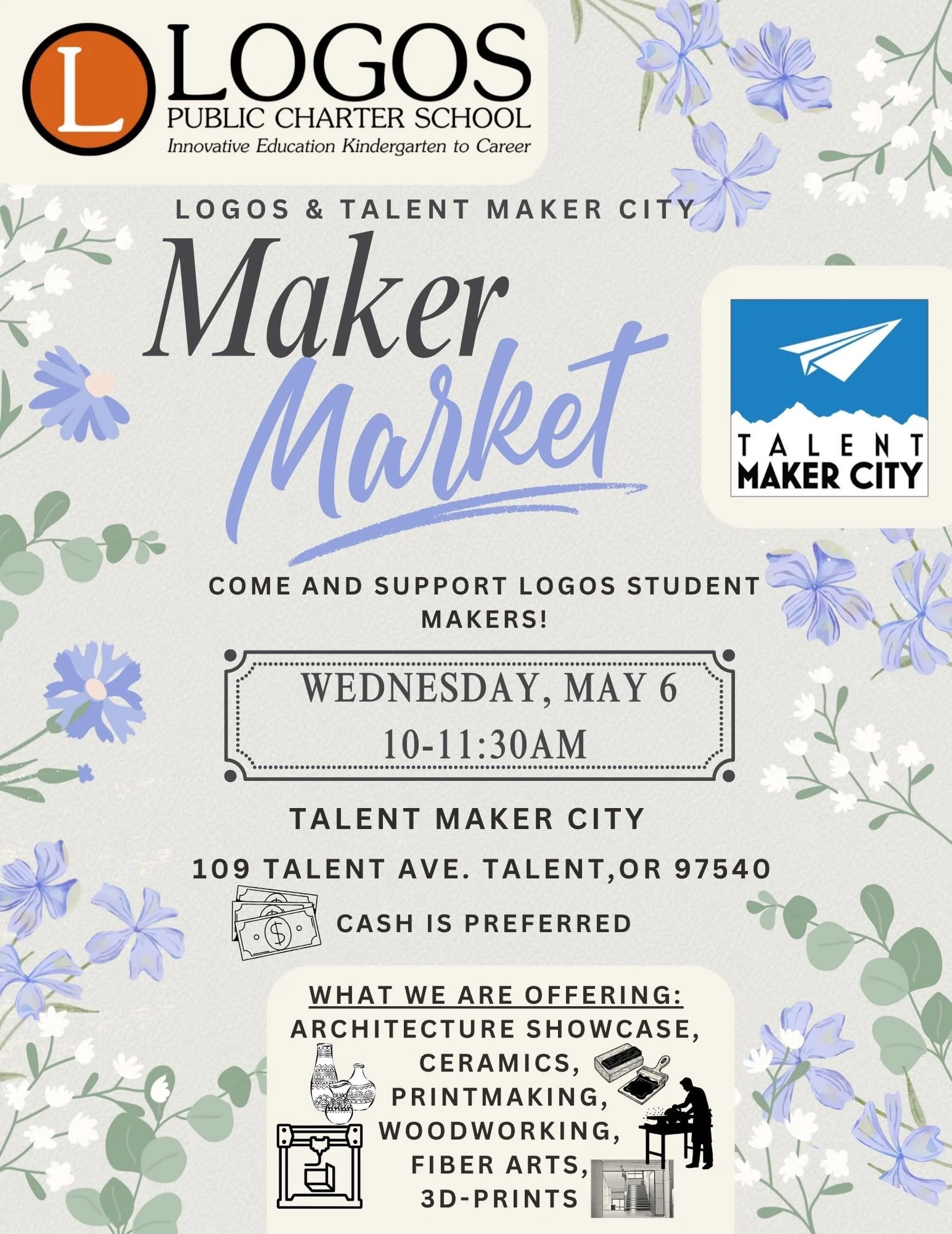 [Espa&ntilde;ol abajo] ✨💙🤩
We&rsquo;re thrilled to invite you to our Annual Spring Maker Market &mdash; a celebration of creativity, craftsmanship, and community!
This term, LOGOS students have been hard at work creating:
🧵 Screenprinted garments 