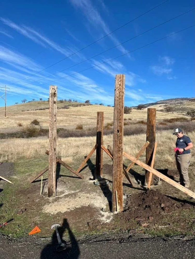 Setting four fence posts