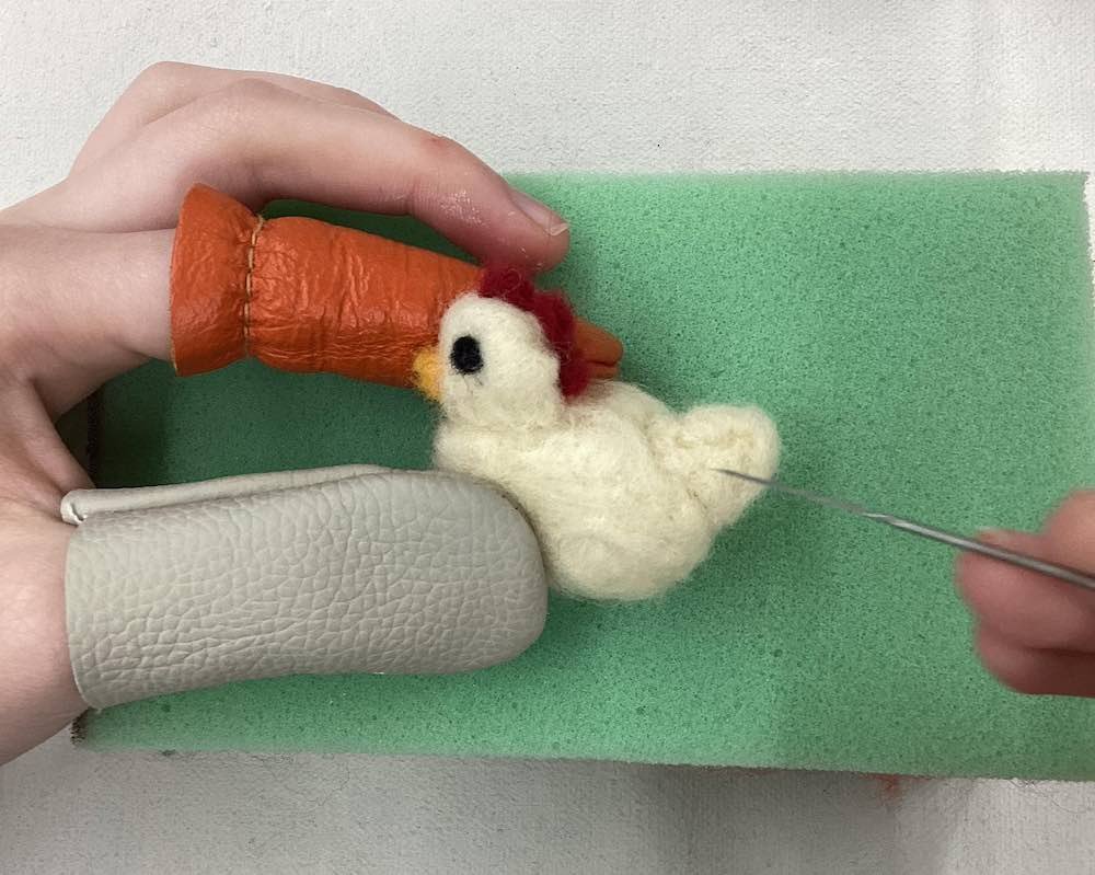 felting a chicken