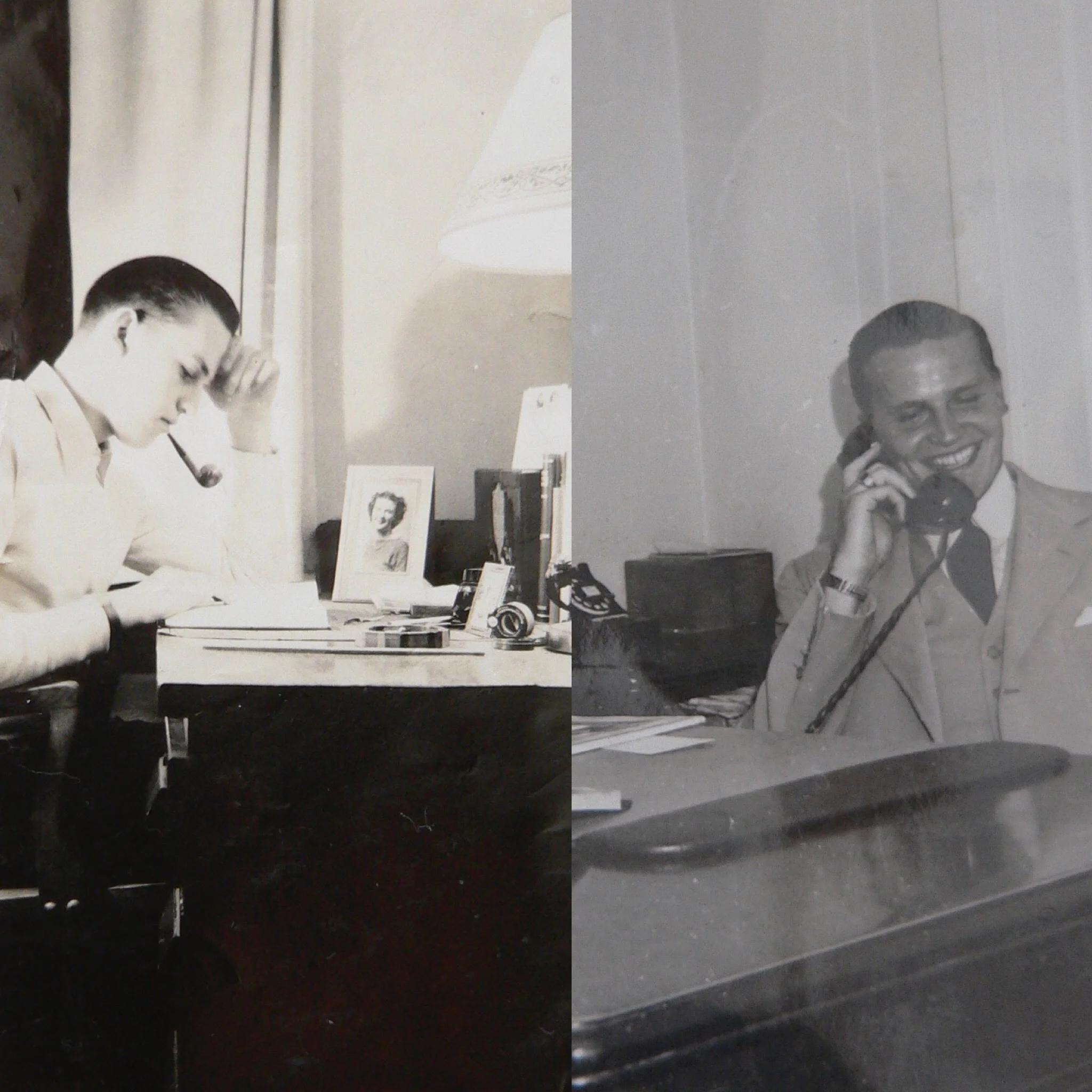 My father studying at Cornell and early in his hotel career at his desk....neat as a pin! I would have expected nothing else.