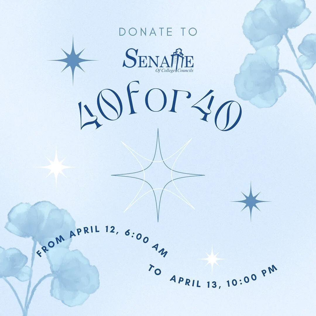 This 40for40, consider contributing your energy and support to Senate's scholarships! Since 2020, UT has hosted the 40for40 fundraising campaign by matching donations, allowing us to raise money for our 5 scholarships. Your support can help make a di