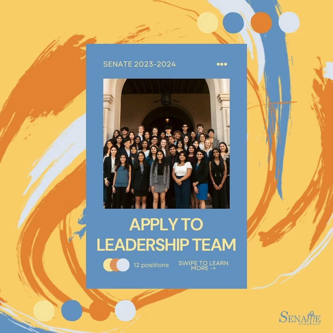 ROUND 2! The Senate of College Councils Leadership Team applications are now live! Please visit tinyurl.com/SenateLT to access position descriptions and contact information, as well the application questions. Then, submit your responses to https://ut