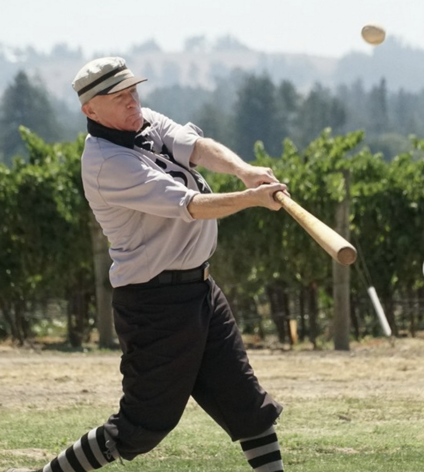 Playing baseball at Balletto Vineyards