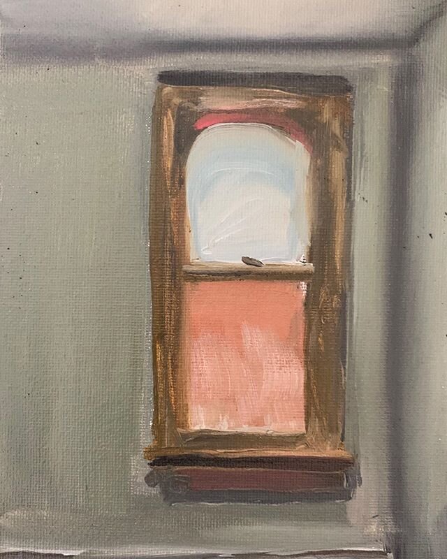 Very quick little 5&rdquo;x7&rdquo; oil painting (of a photo) of a back room window at the @bluebottle downtown in the Bradbury building. Sort of #pleinair in that I used my pochade box.