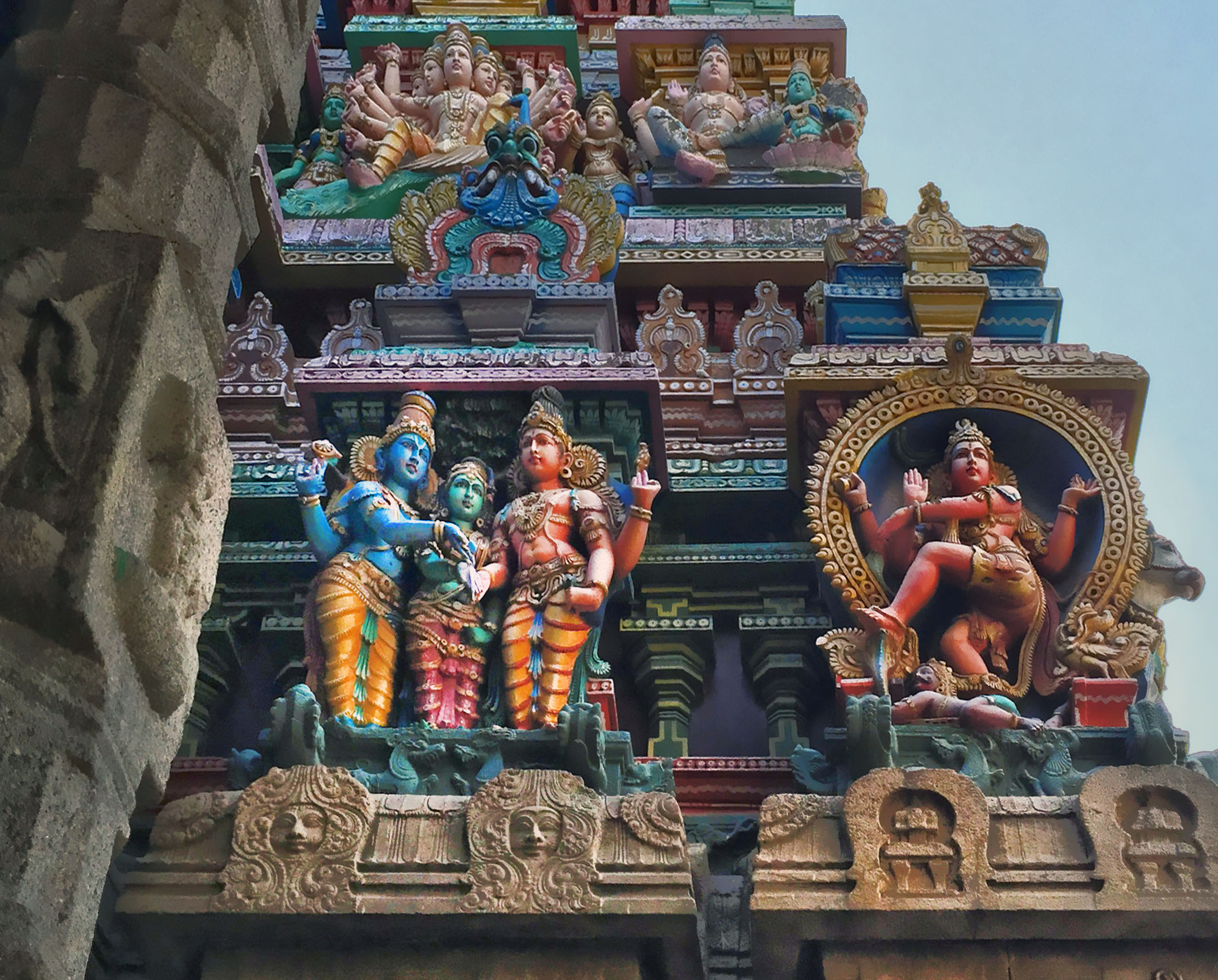  Gopuram detail   Suthai, Stucco, is a hereditary craft practiced by the craftsman belonging to the Pilamar caste in Kakampudar. Stucco has been the traditional alternative to stone as a sculptural material. Stucco craftsman in Tamil Nadu see themsel