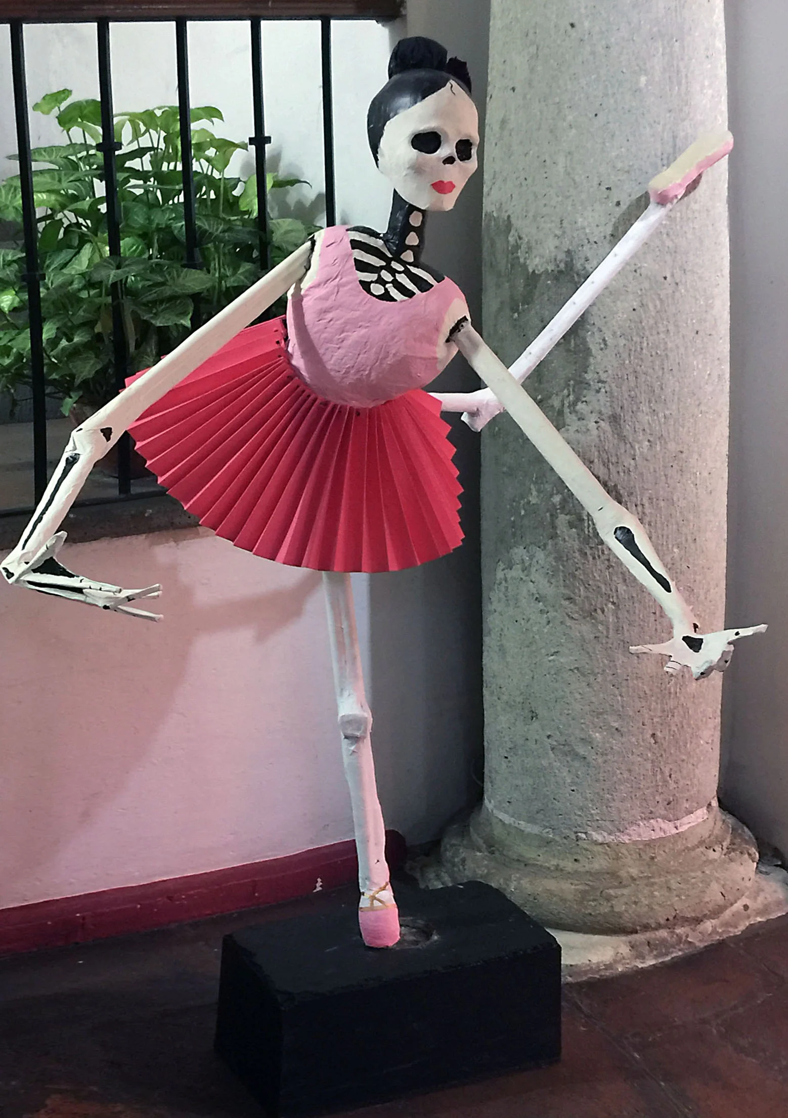 Ballerina, painted plaster with wire armature.. Approx. 122 cm in height.