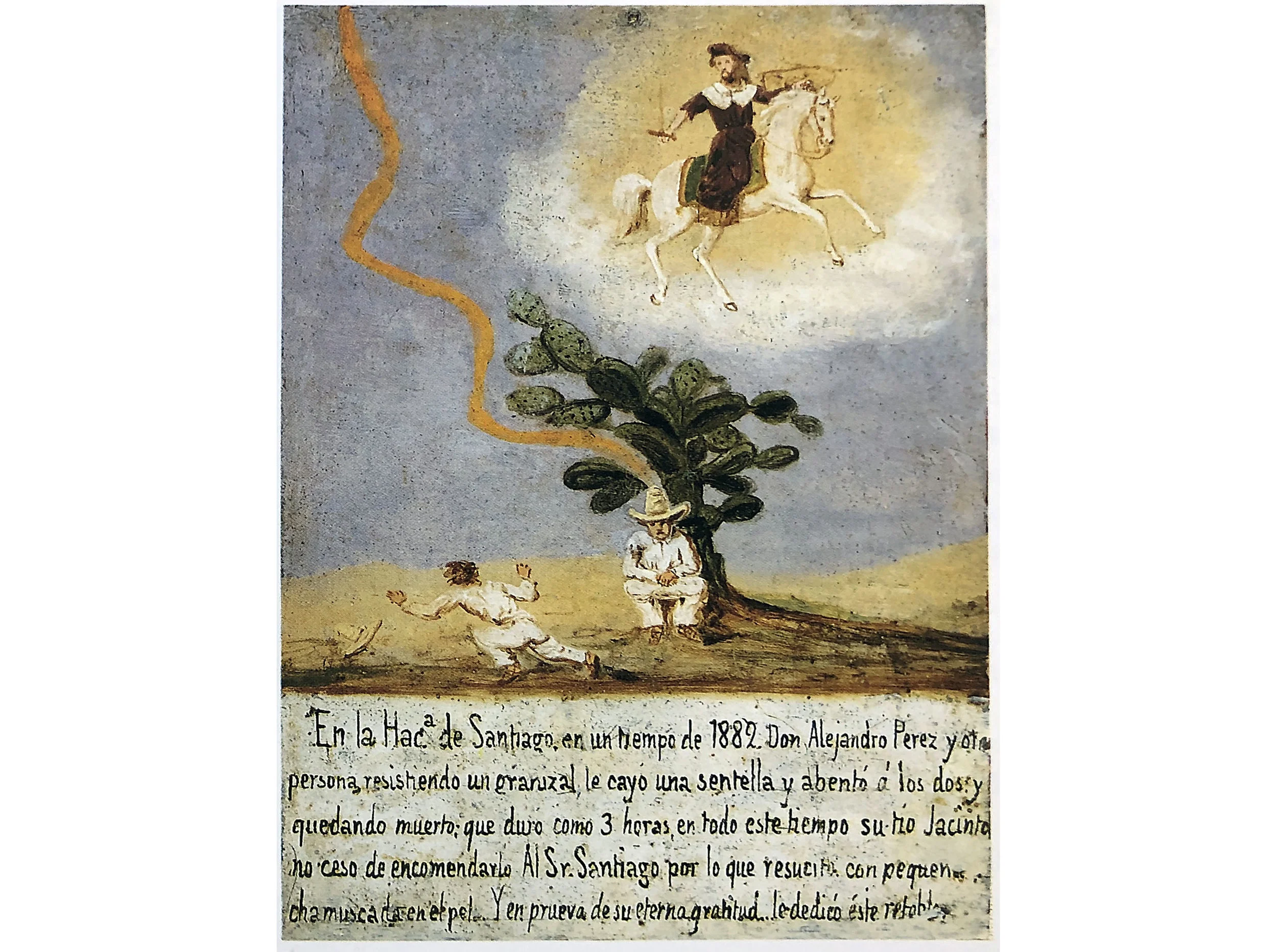 A Man Revived After Being Struck By Lightning, 1882 from the book Mexico, Splendors of Thirty Centuries, Metropolitan Museum of ArtOil on metal 18X13 cm.