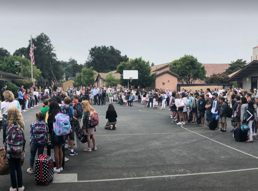 Gathering on the first day of School!