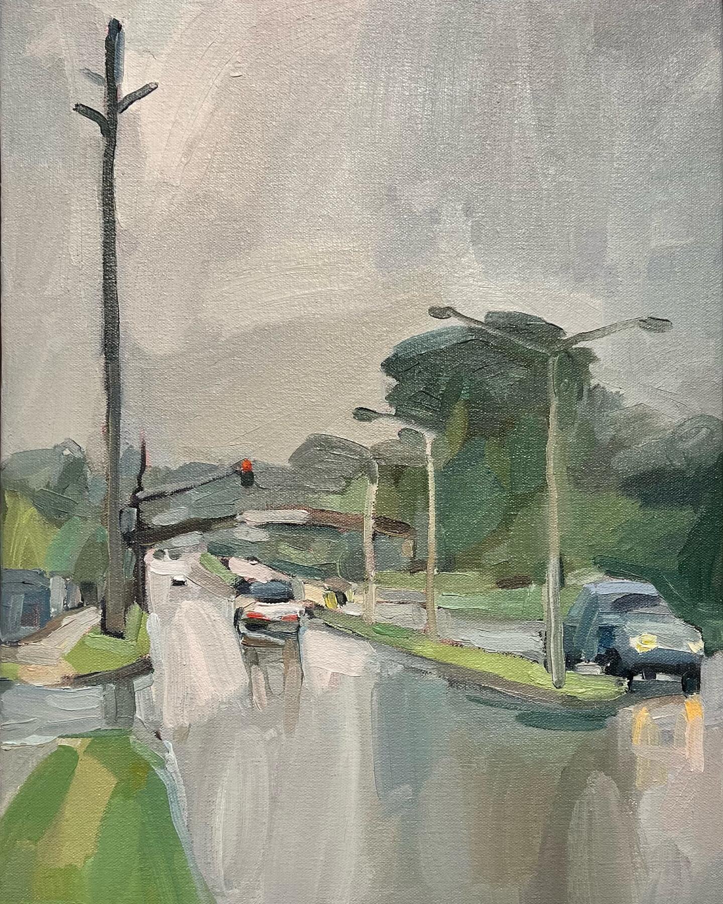 Seegerbydesign loves&hellip; this atmospheric oil painting by Max Bowden #hobartexhibition #maxbowdenartist #arthobart #artprizehobart #streetscapepainting