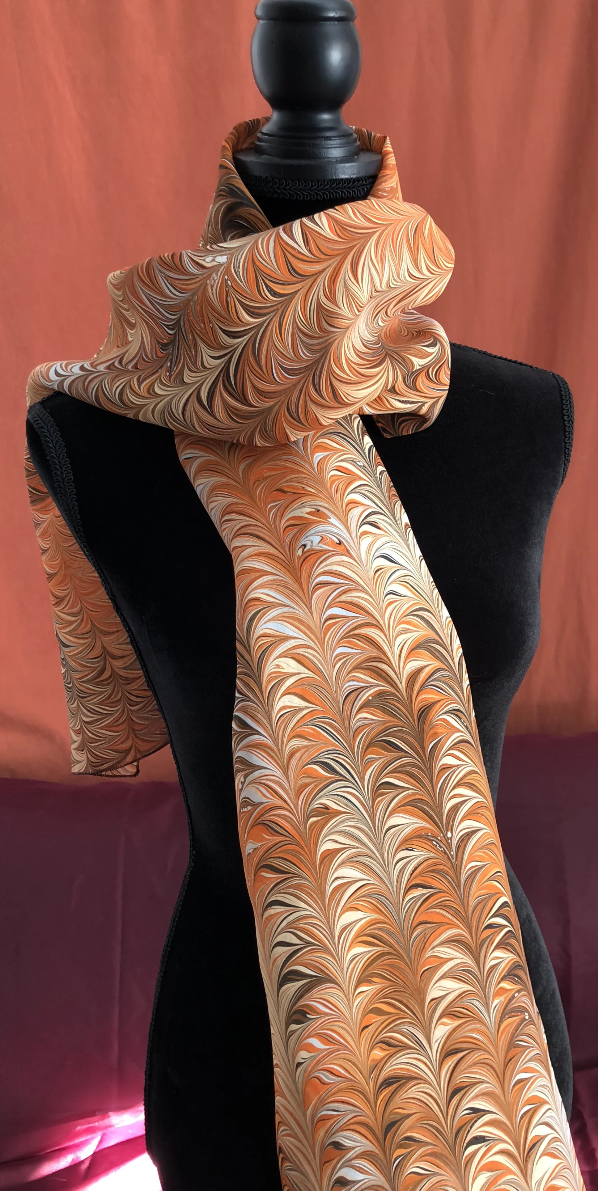 Single Marbled Silk Scarves