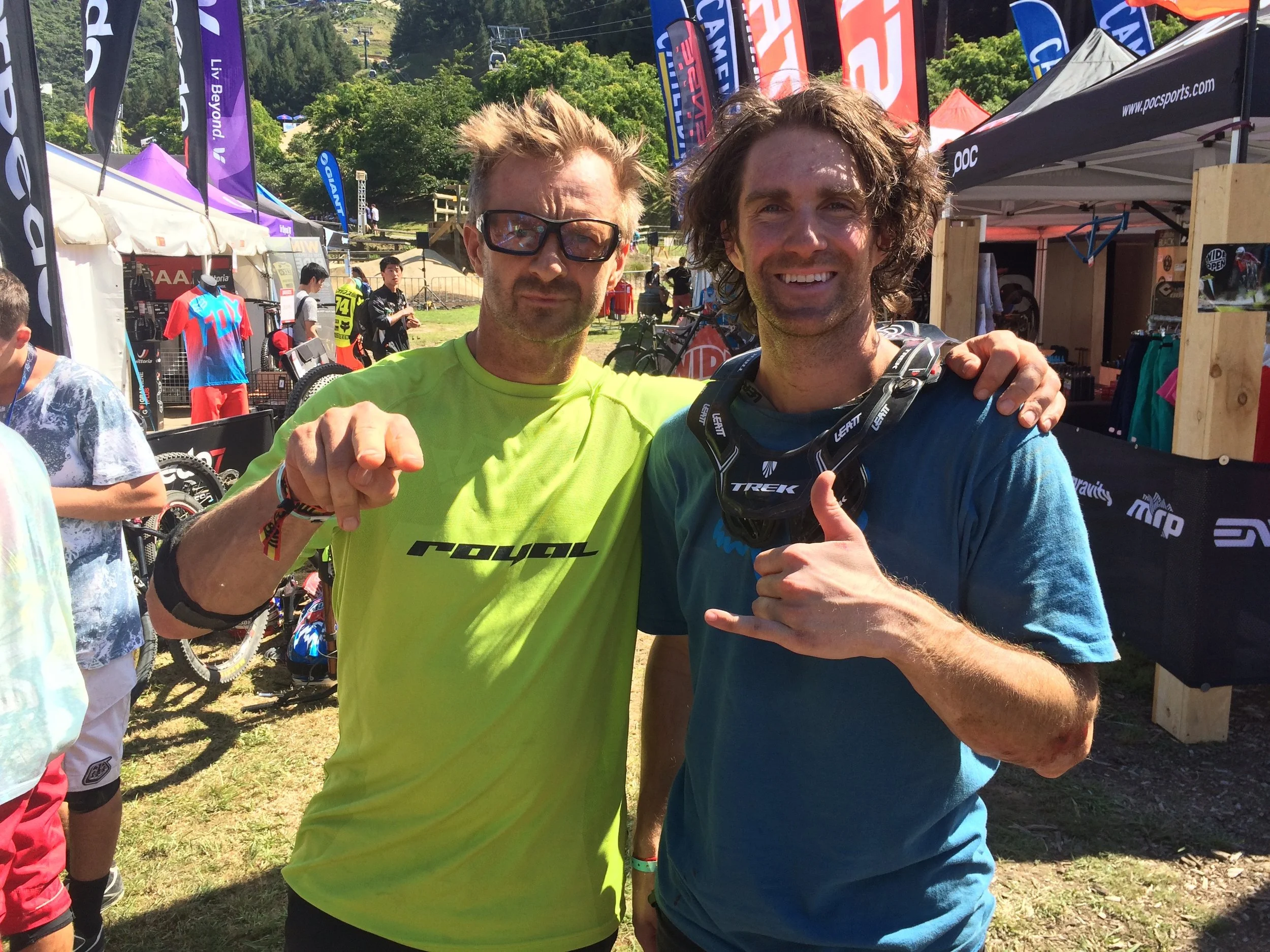 Talk about hanging with the pros...Cam McCaul got to meet his hero therodfather at Crankworx. If you've got hair...use it.
