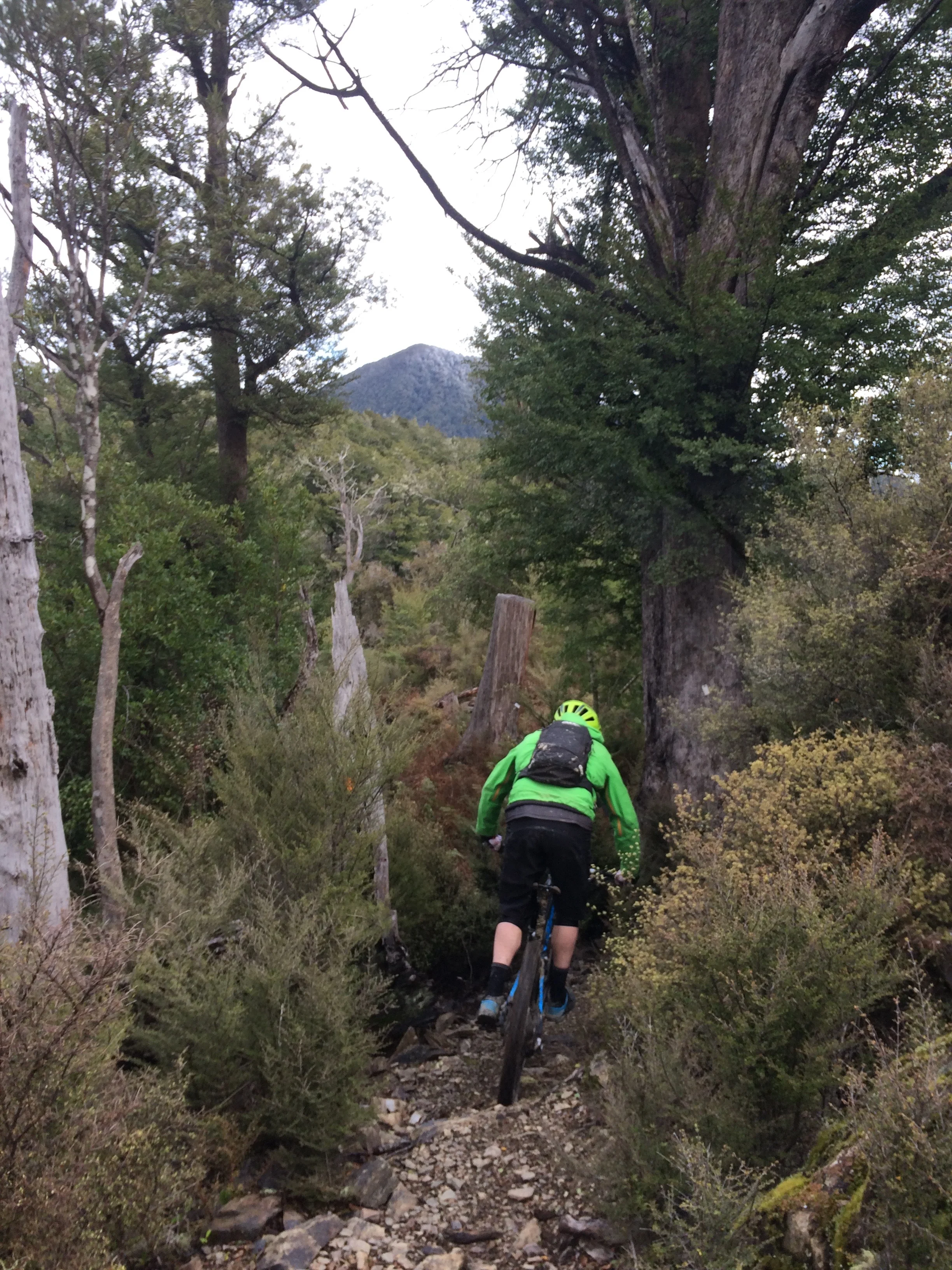 Jeff Carter heading along the saddle for a ripping descent down Krankenstein