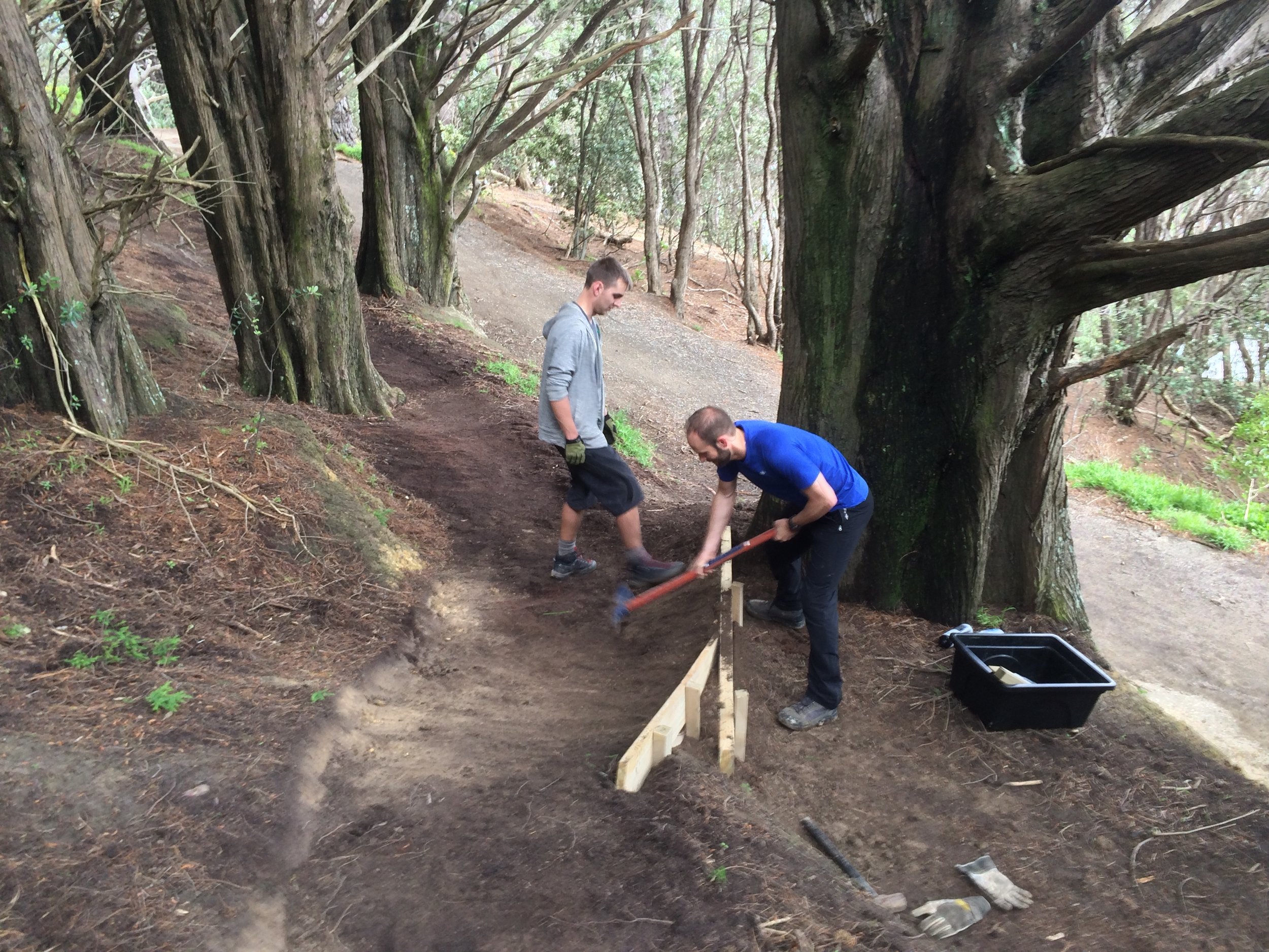 The old Parkbench exit is closed with a berm to spit you back up the hill for more riding time.