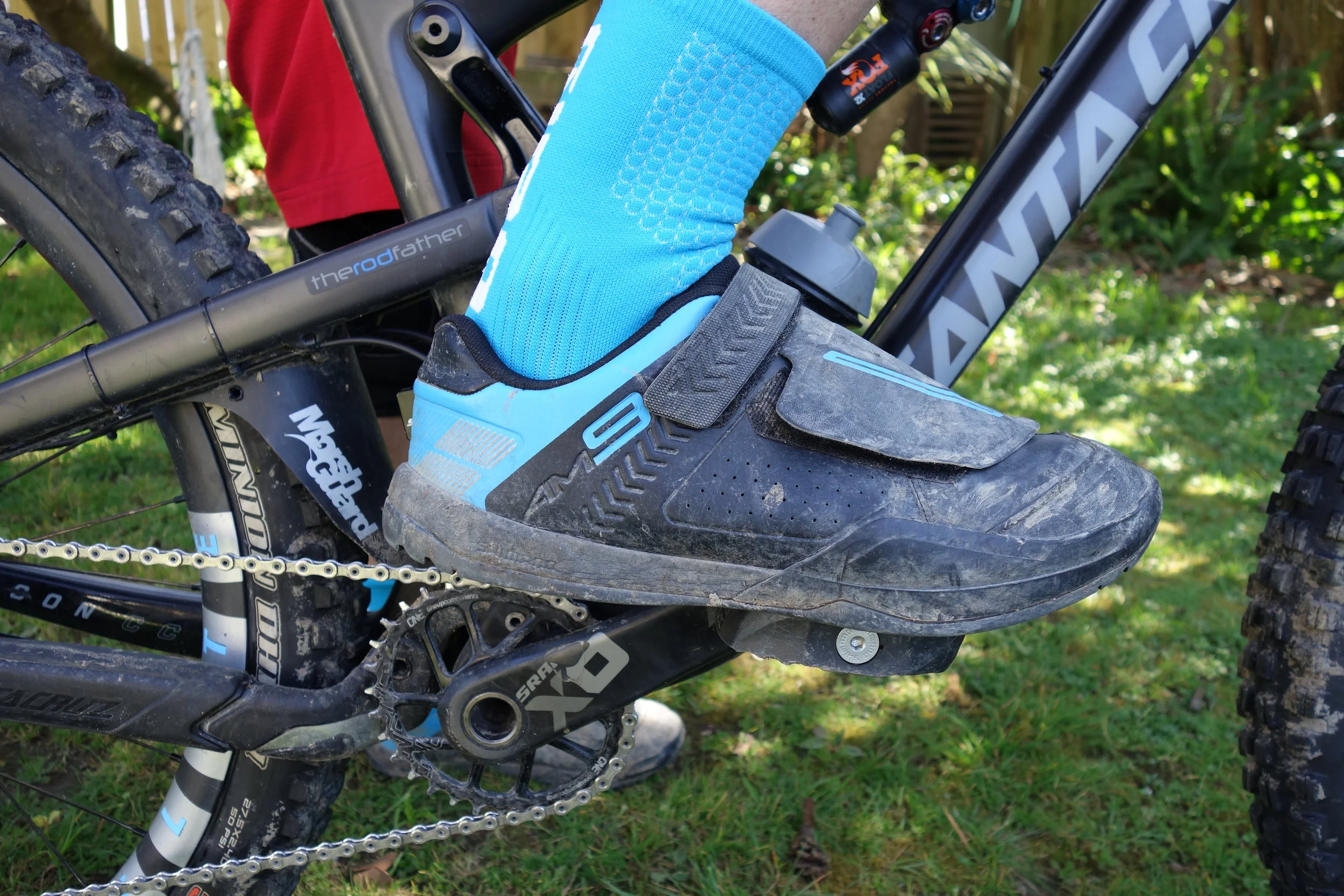 Paired with my DH caged pedals, I have good power and great pedal feel. The XT trail pedals still work great, just a bit more flex. 