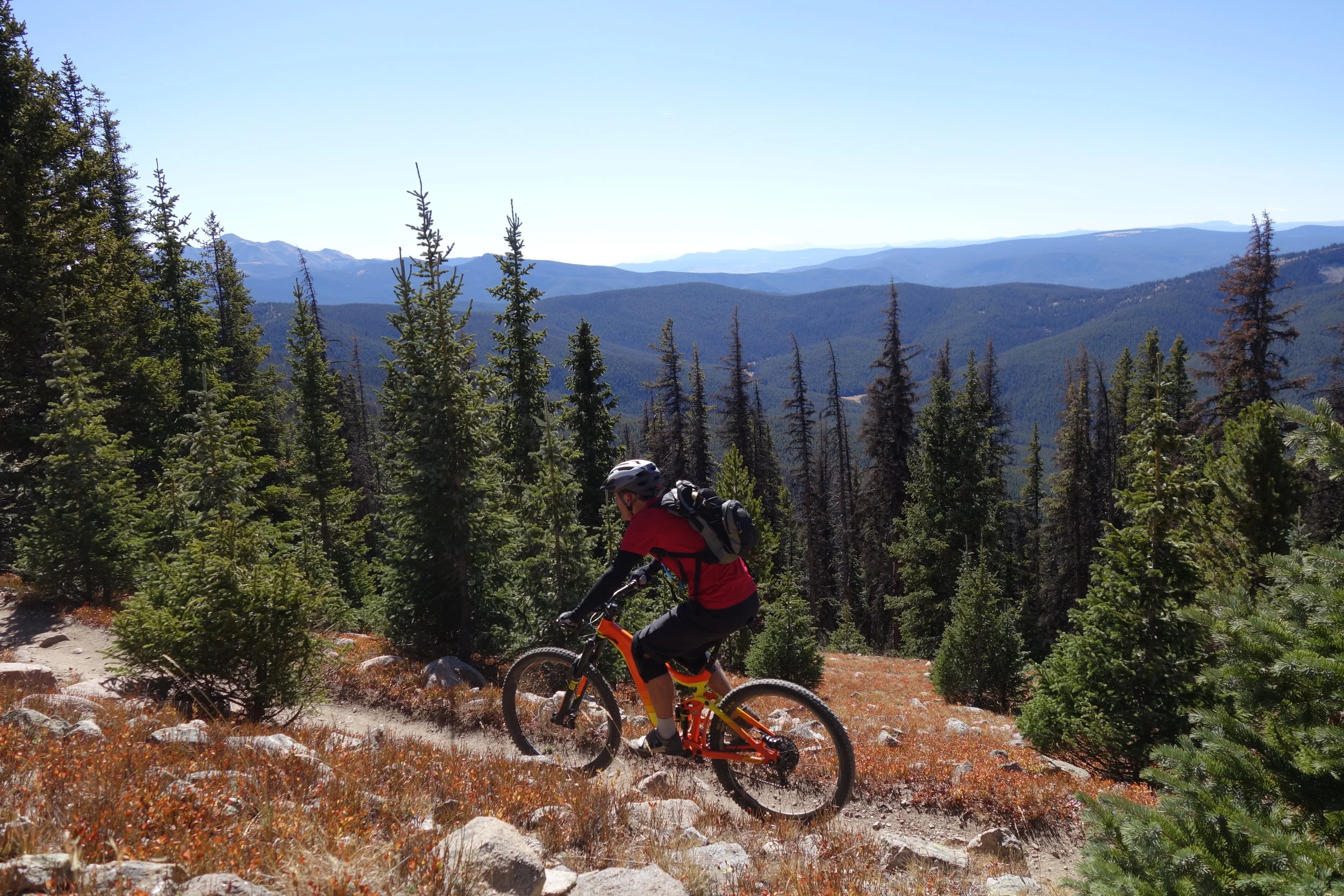 James only rides about twice a month and he schooled me on the climbs. I don't like James very much. Monarch Crest.