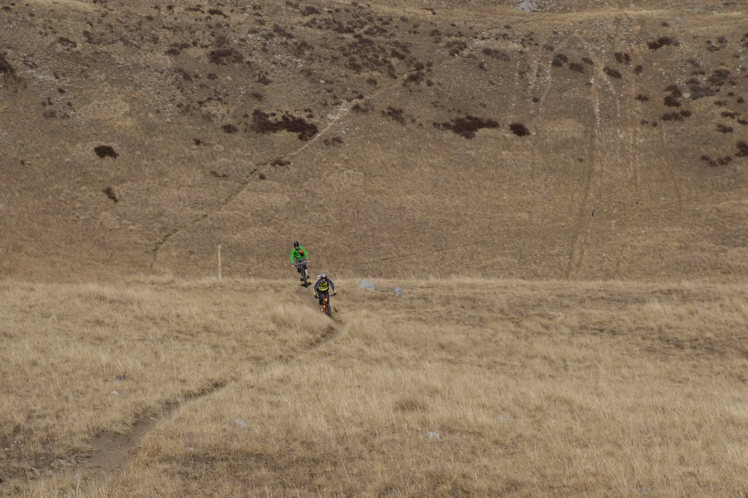 High speed, narrow trail action from James and Stefan.