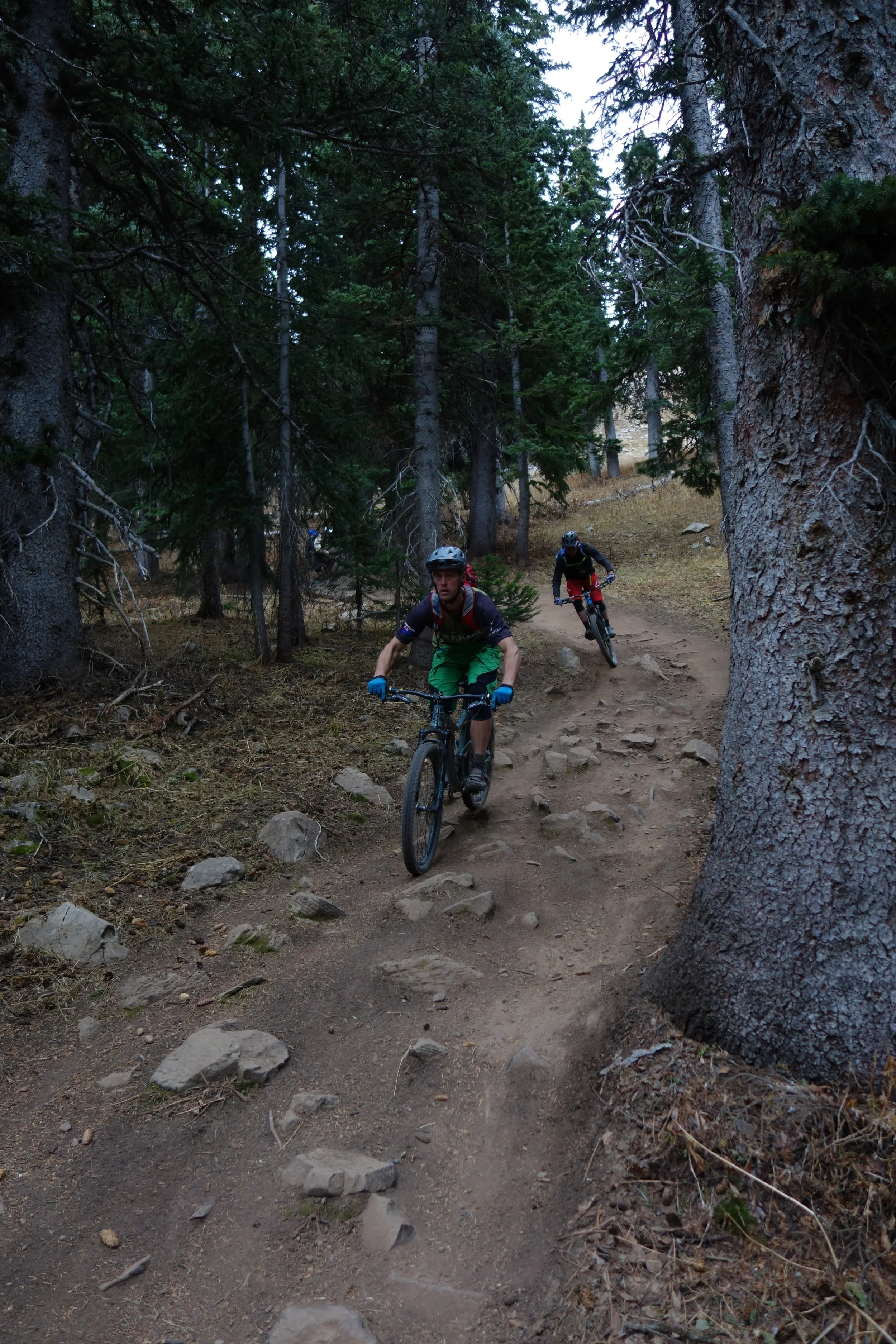 Tim and Jeff racing the high speed descent. there were many sharp rocks so we had to stay focused.