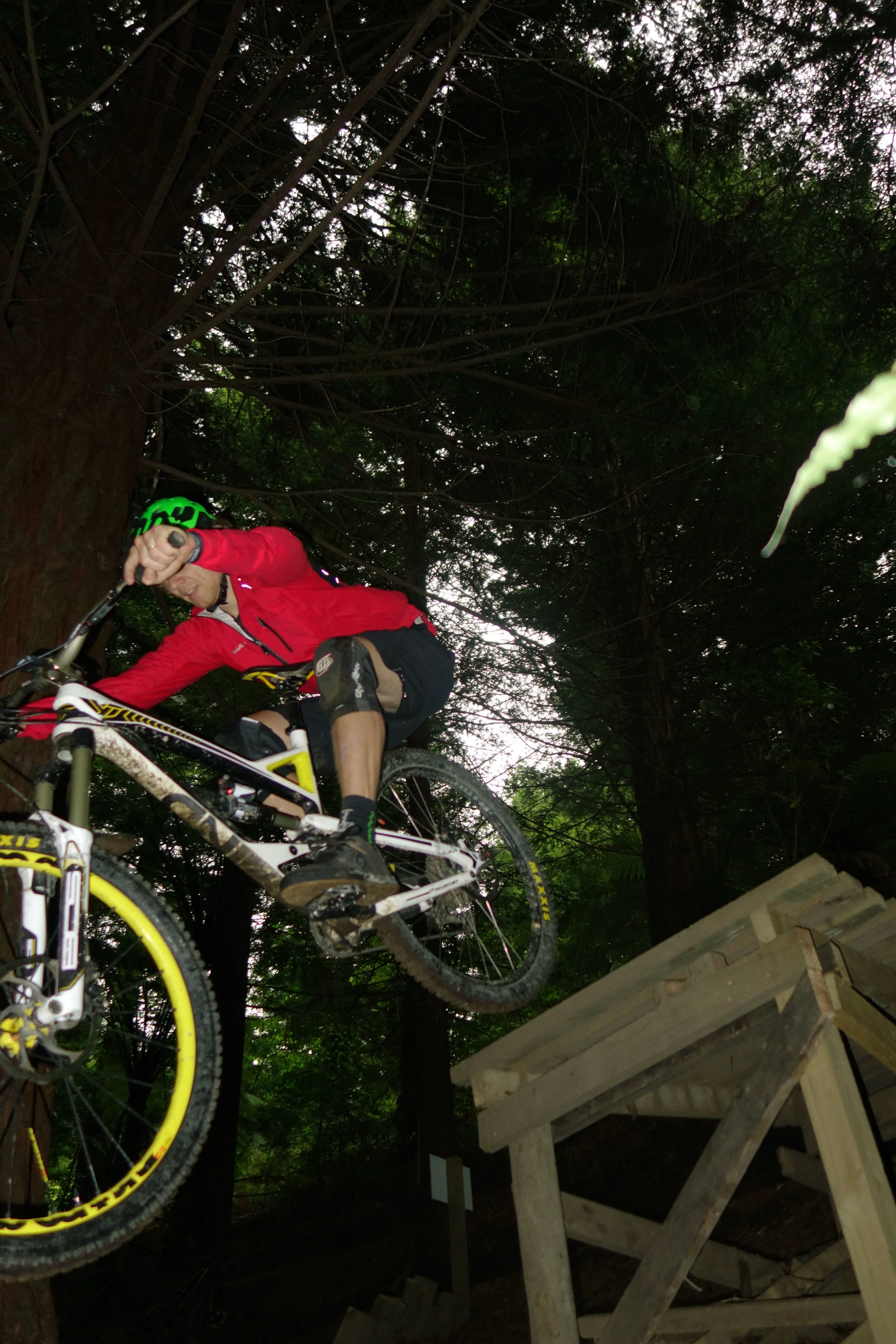 Chris will ride anything anytime at any speed. Ladder drop Sprint Warrior.