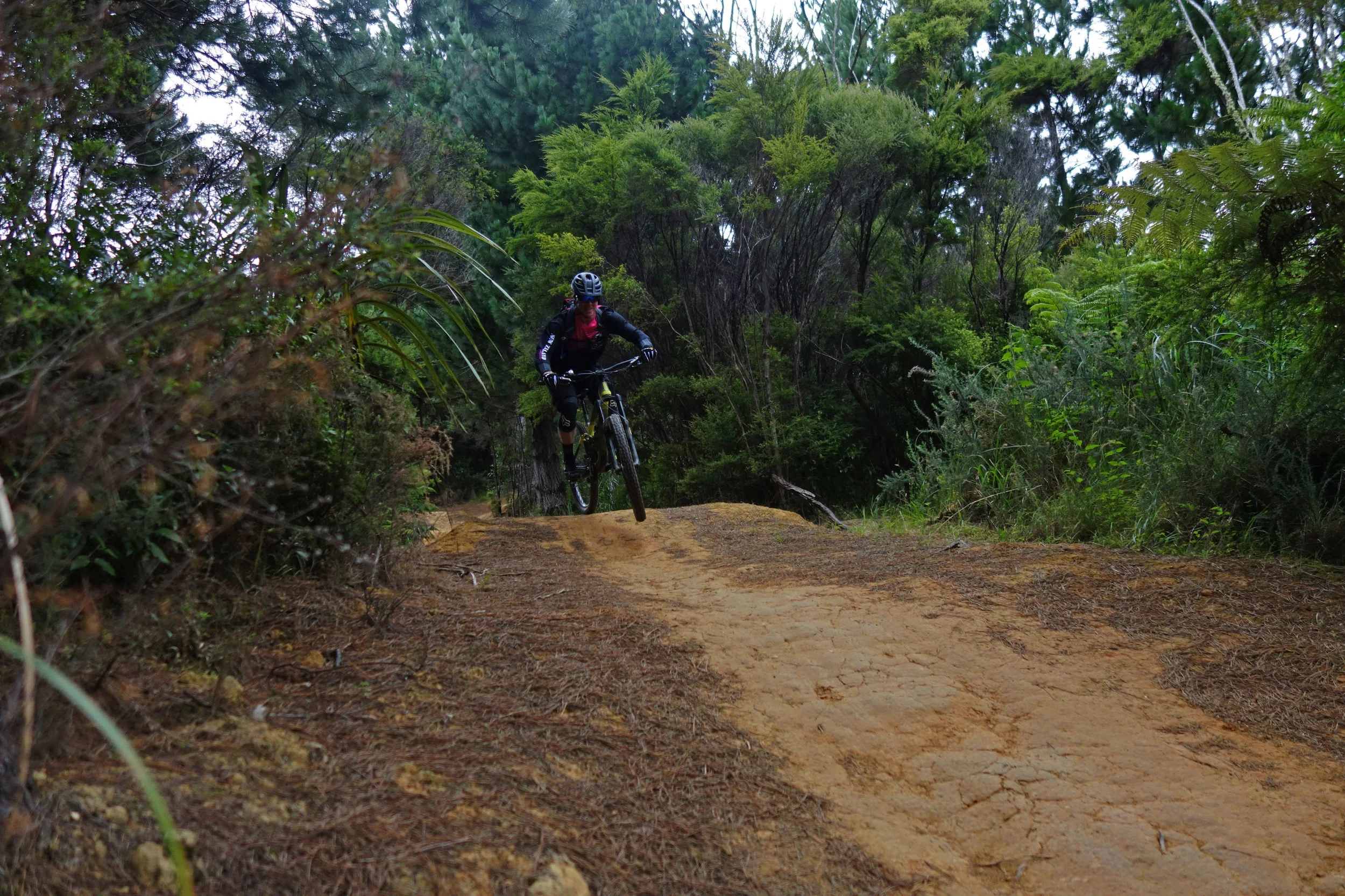 Jim is used to getting big air, just not on his bike (he's a commercil pilot) I pushed him hard all week.