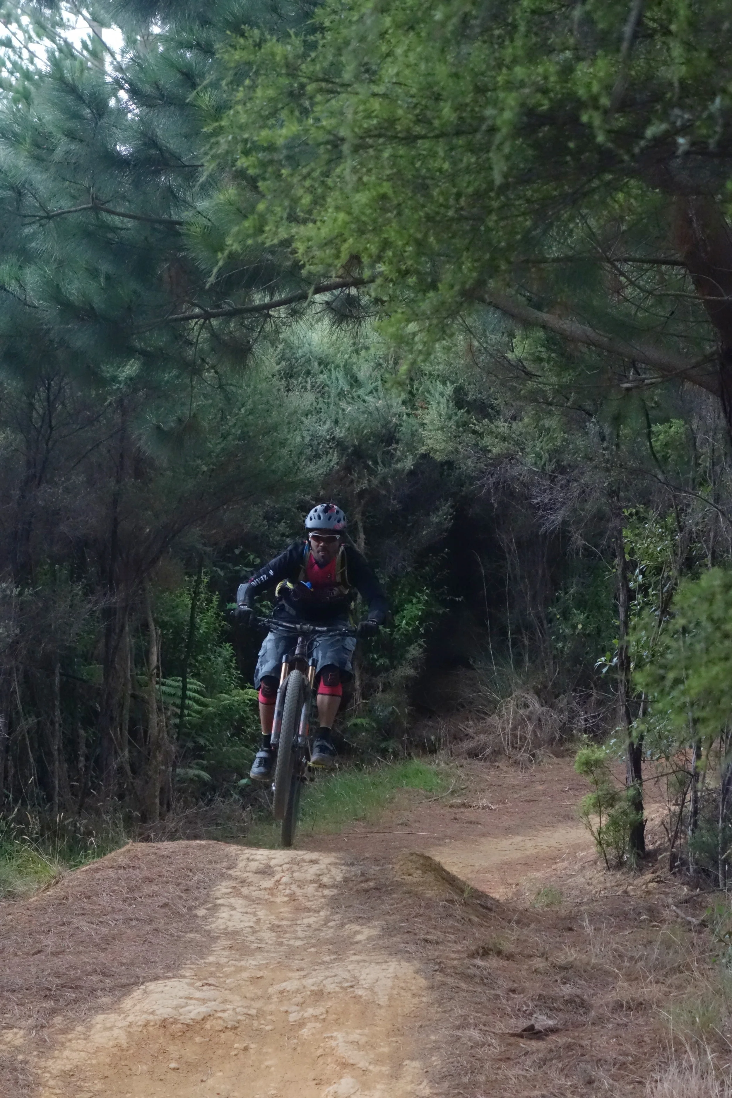 Jeff loves jumps. 440 mtb has gazillions of them.Pink Stoat into Hi Viz trail.