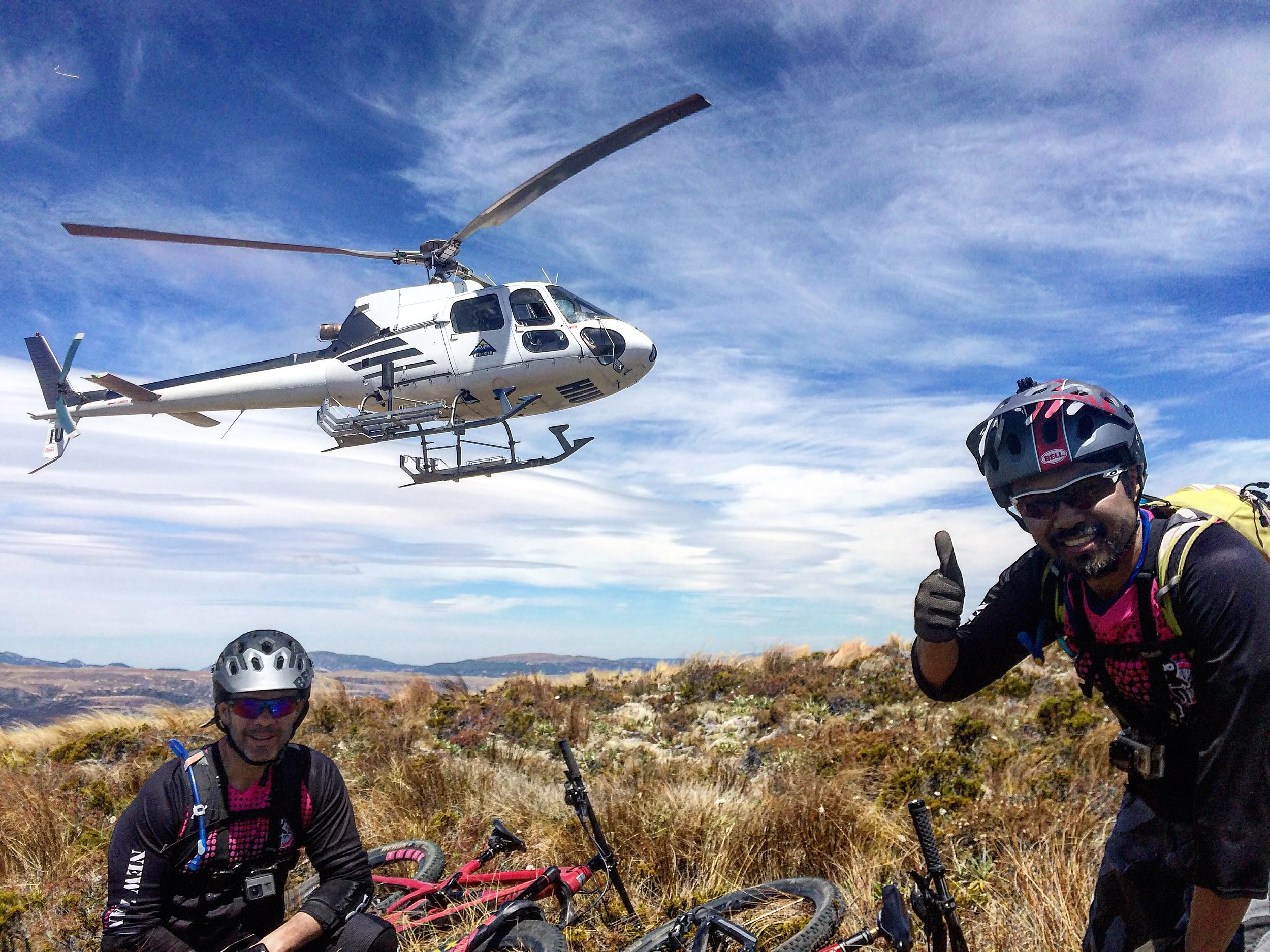 Mike, Jeff and I getting dropped back up the mountain.